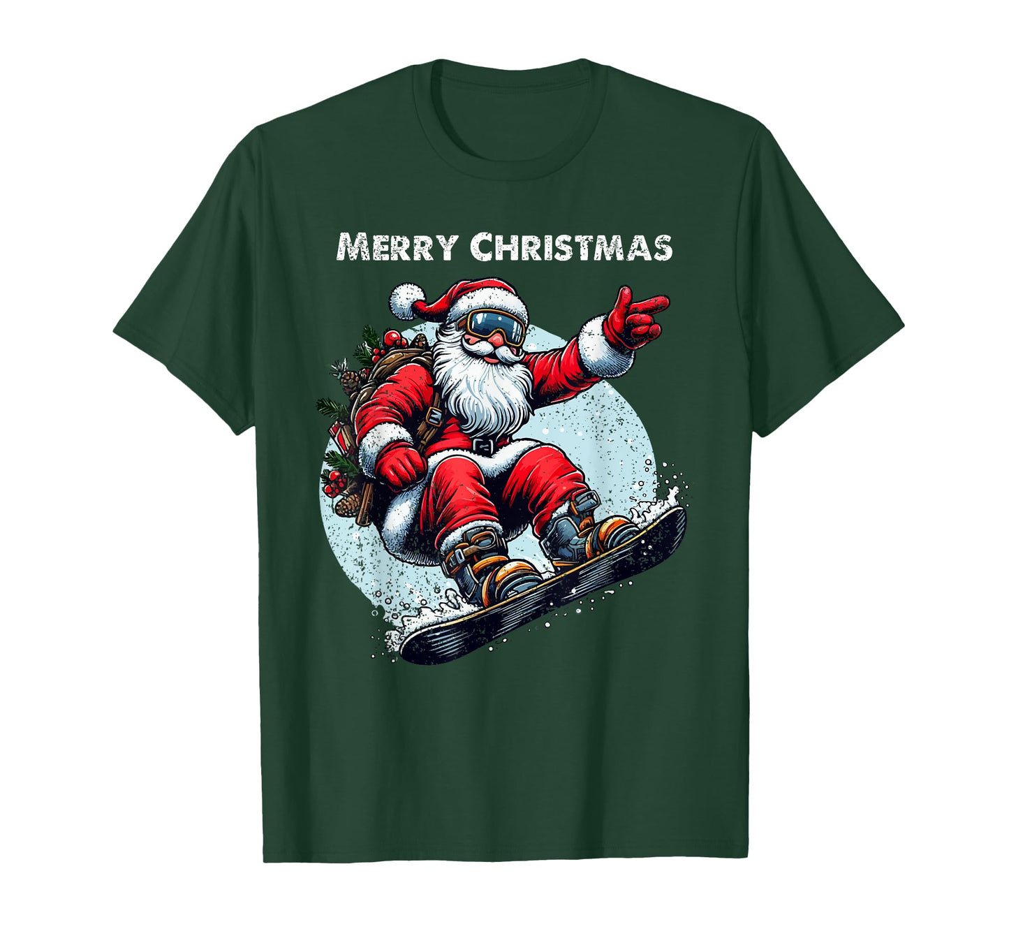 Santa Claus Snowboarding Merry Christmas Winter Holiday Xmas T-Shirt