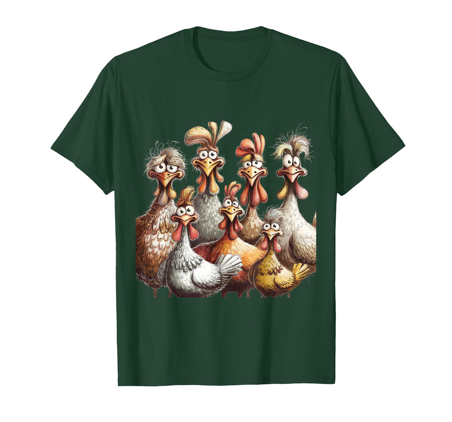 Colorful Funny Chicken Art, Crazy Chicken Family T-Shirt
