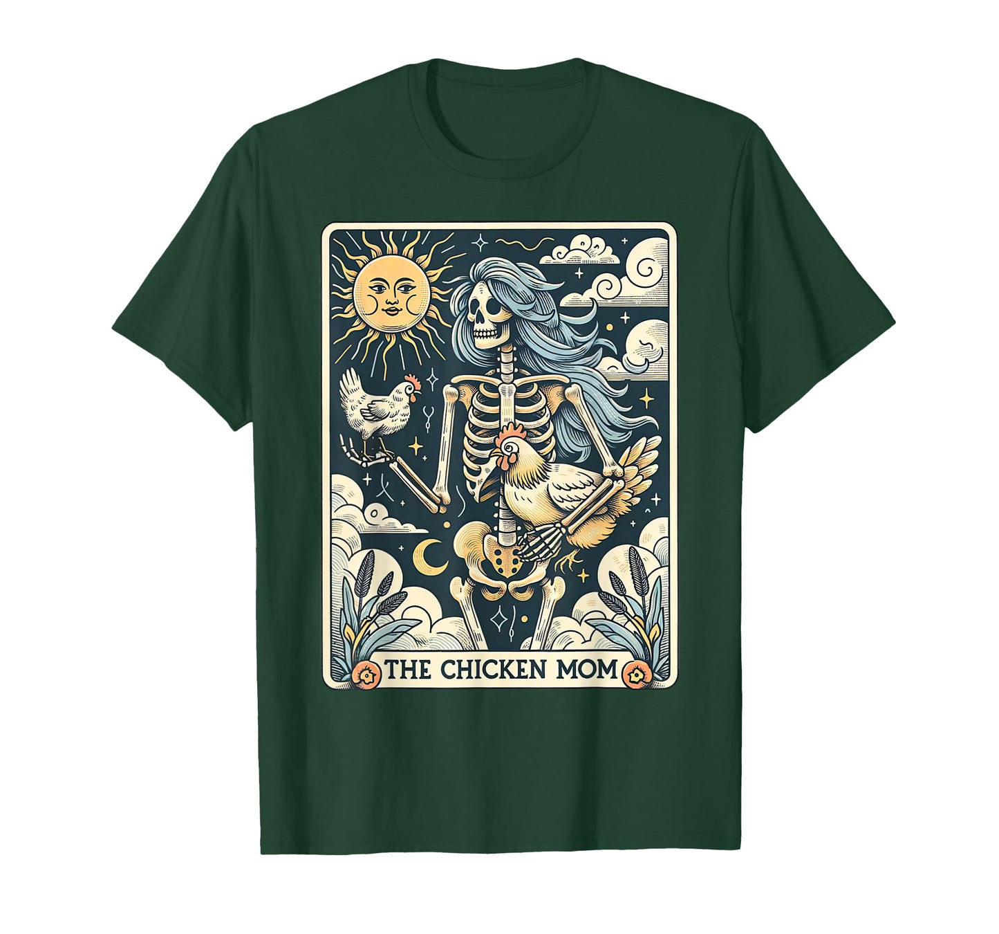 Skeleton Tarot Card Chicken Mom Farm Animal Farmer Women T-Shirt