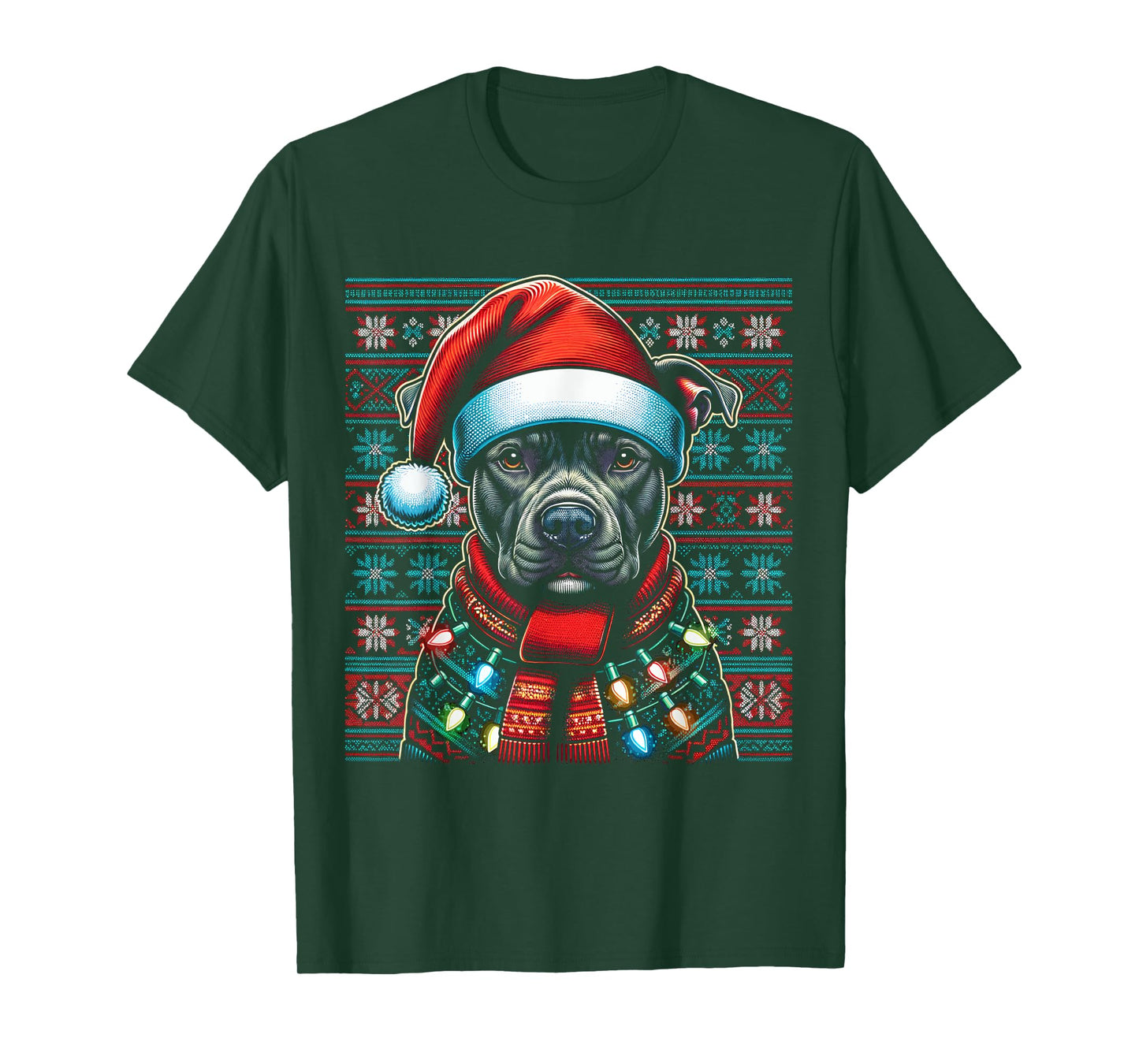 Christmas Pit bull Xmas Pit Bull Mom Dog Lover Santa Womens T-Shirt