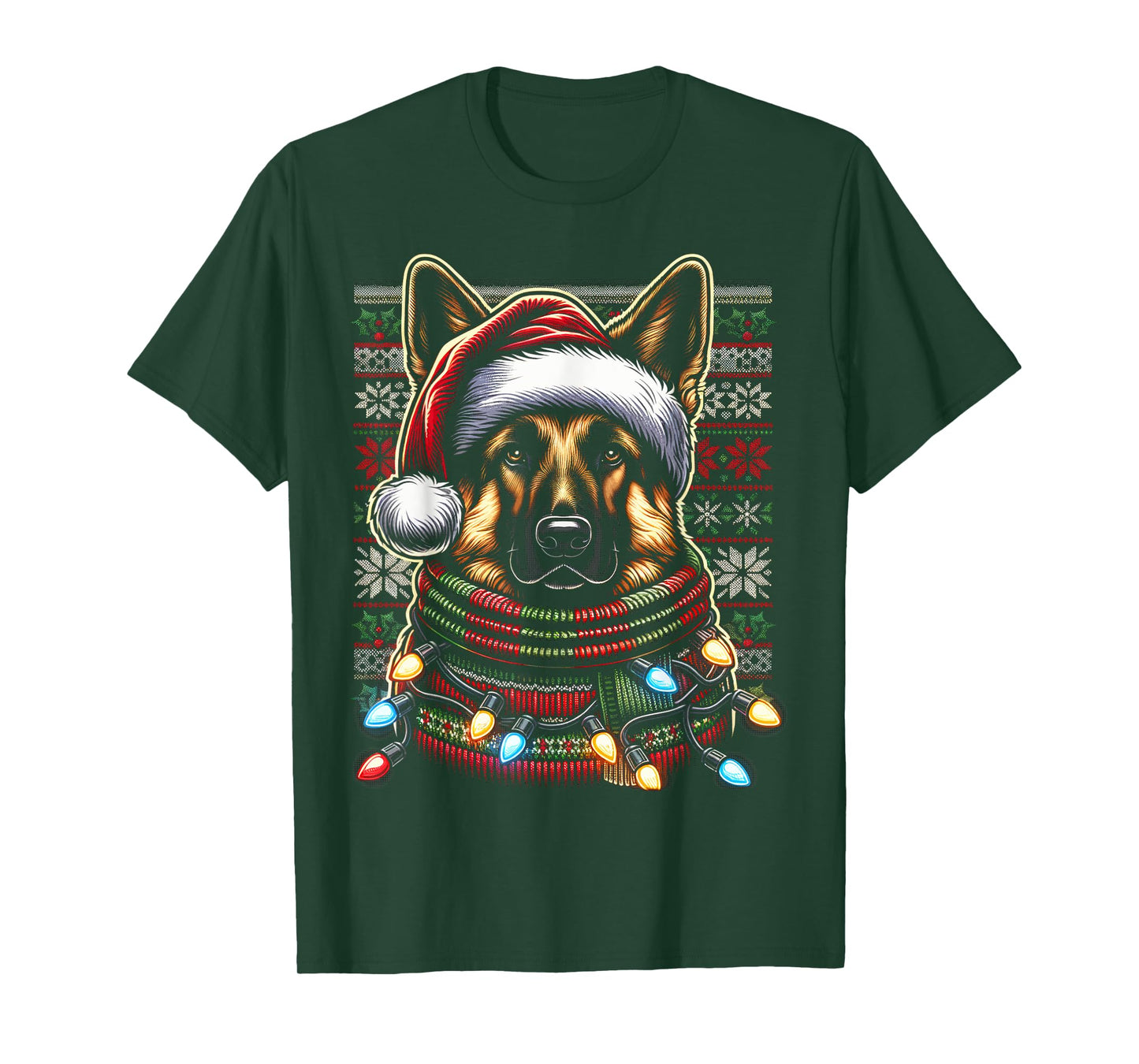 Christmas German Shepherd Xmas Shepherd Mom Dog Lover Womens T-Shirt