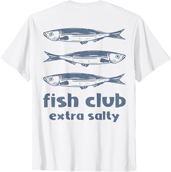 Extra Salty Fish Club Summer, Sardines Aesthetic (on back) T-Shirt