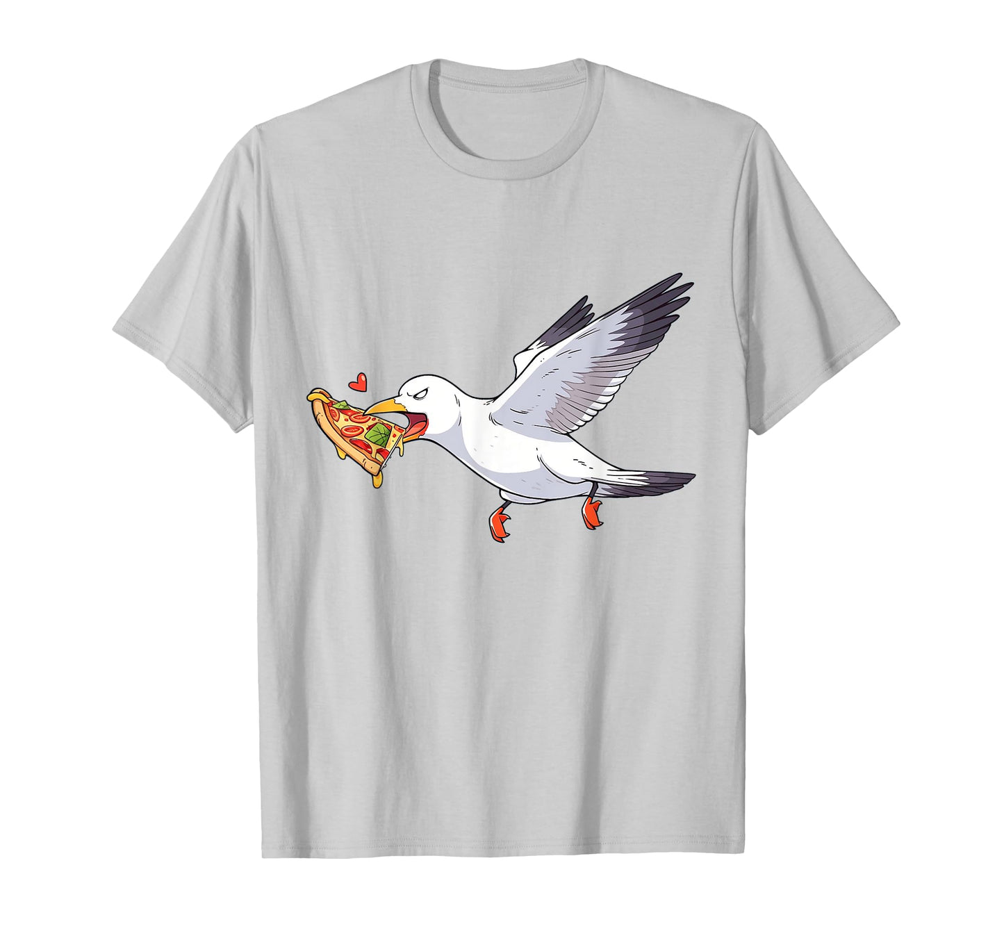 Cranky Seagull Funny Shirt Beach Birds Stealing Pizza Summer T-Shirt