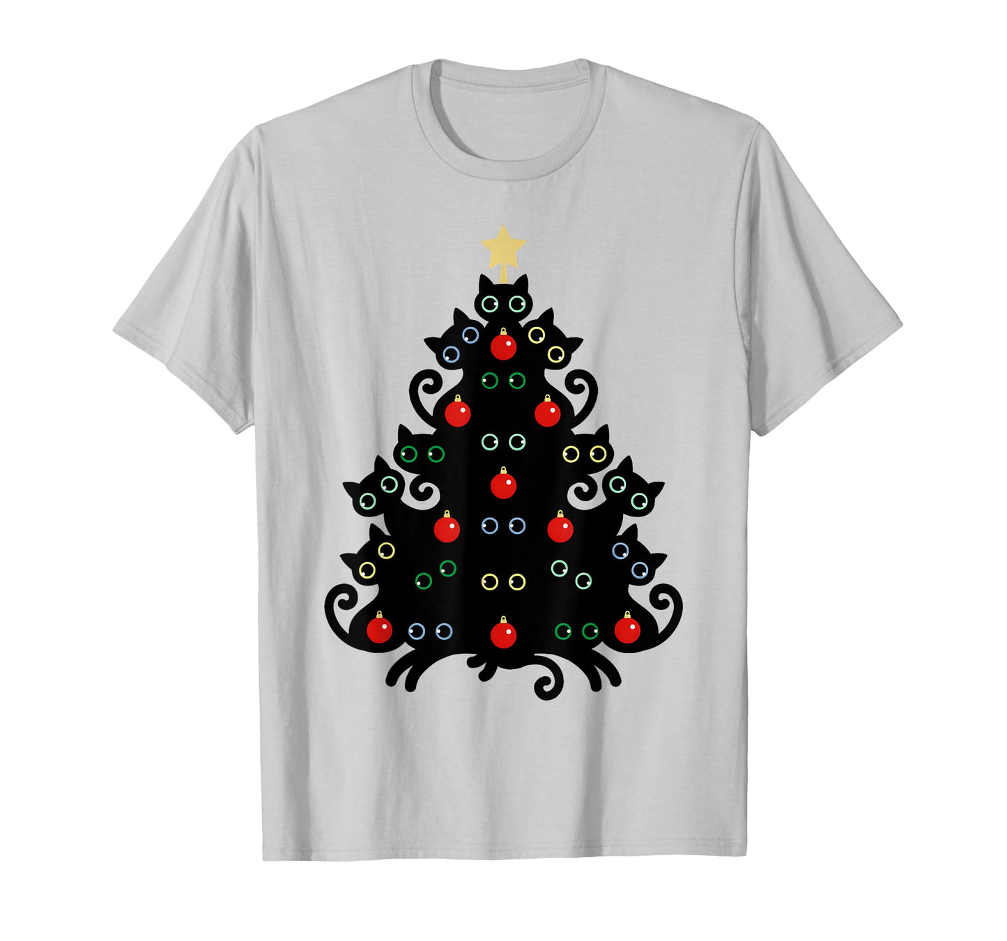 Cat Christmas Tree X-Mas Holiday Kitten Funny Black Cats Men Women Kids T-Shirt