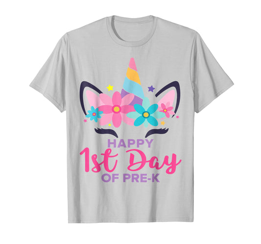Pre K Unicorn Girl Happy 1st Day Of Pre-K Back To School T-Shirt