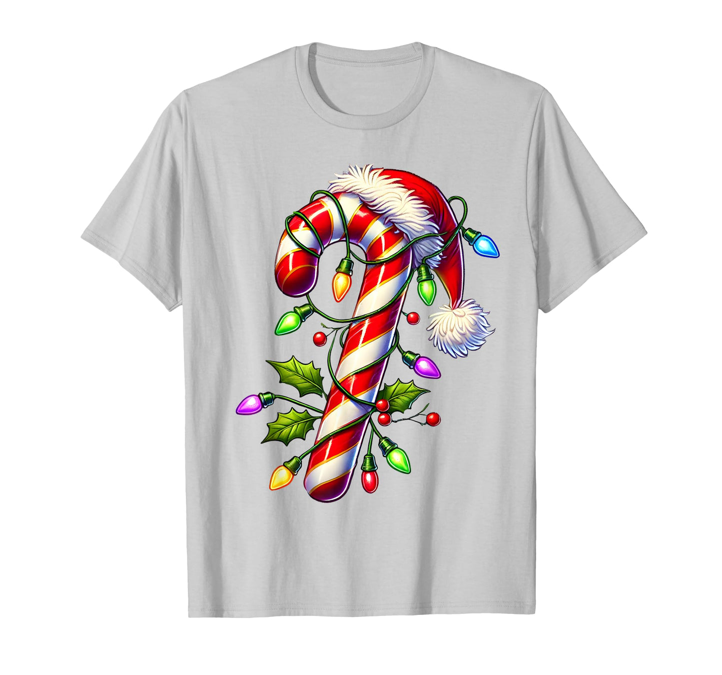 Candy Cane Crew Christmas Light Family Xmas Santa Boys Girls T-Shirt