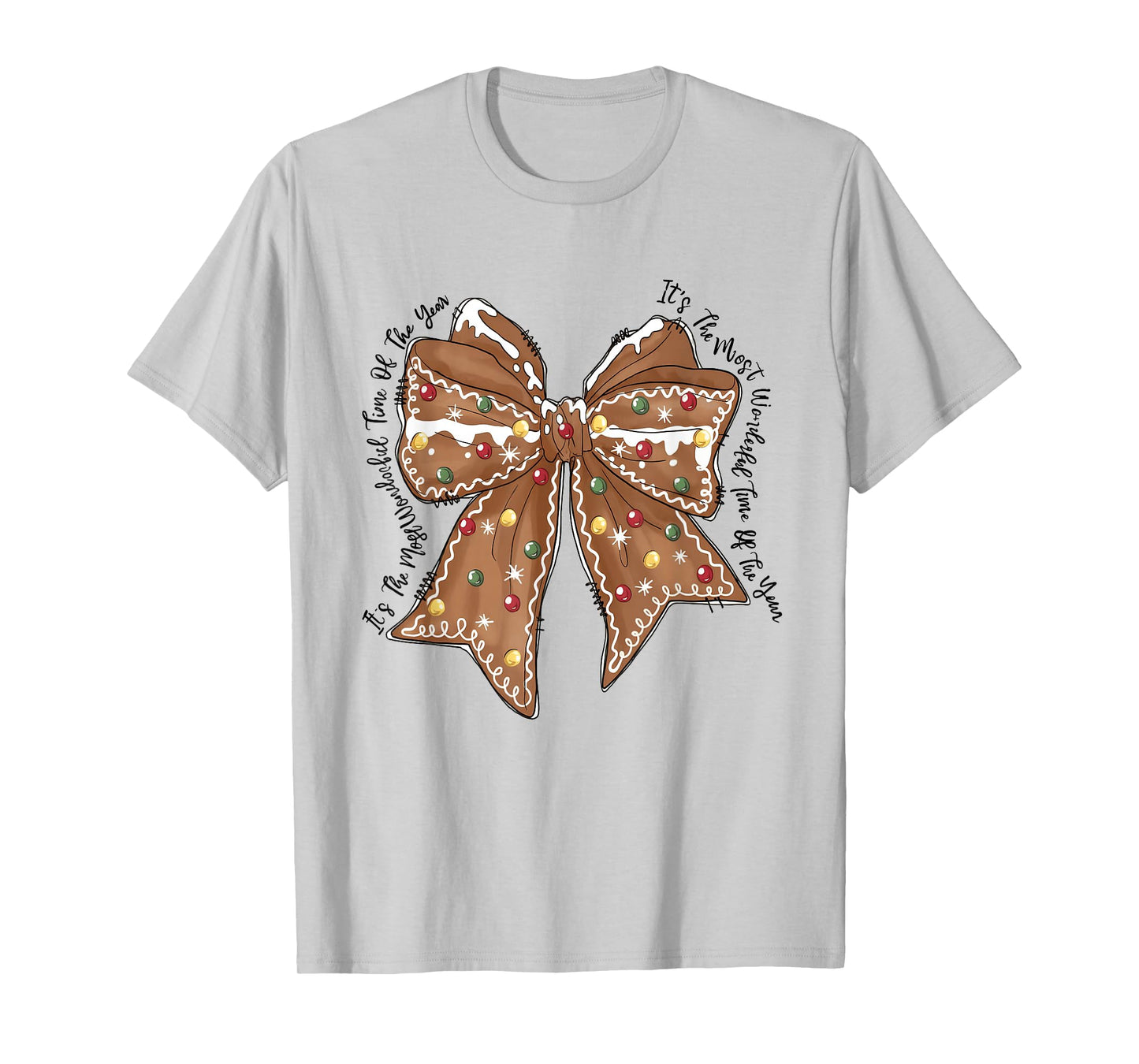 Funny Christmas Outfit for Men Women Kids Christmas Gingerbread Coquette Bow Xmas T-Shirt