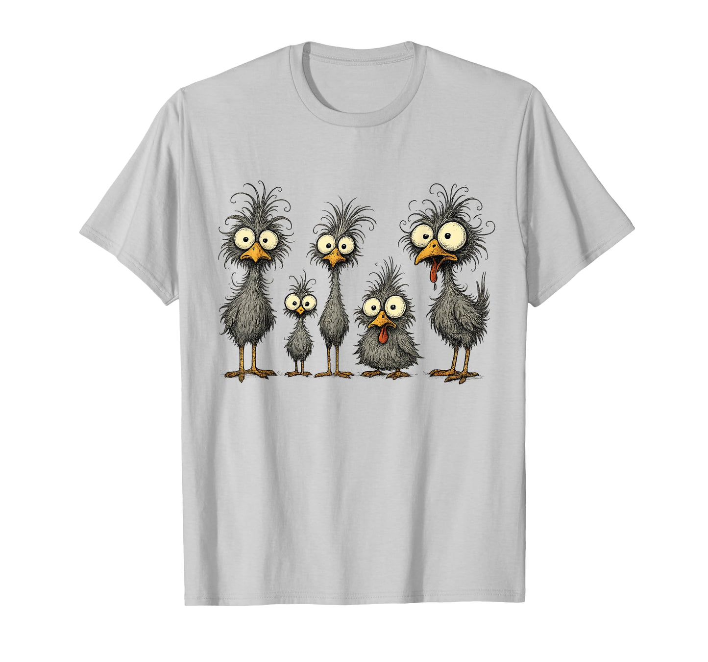 Funny Crazy Chicken Family Cartoon Cute Colorful Chicken Art T-Shirt
