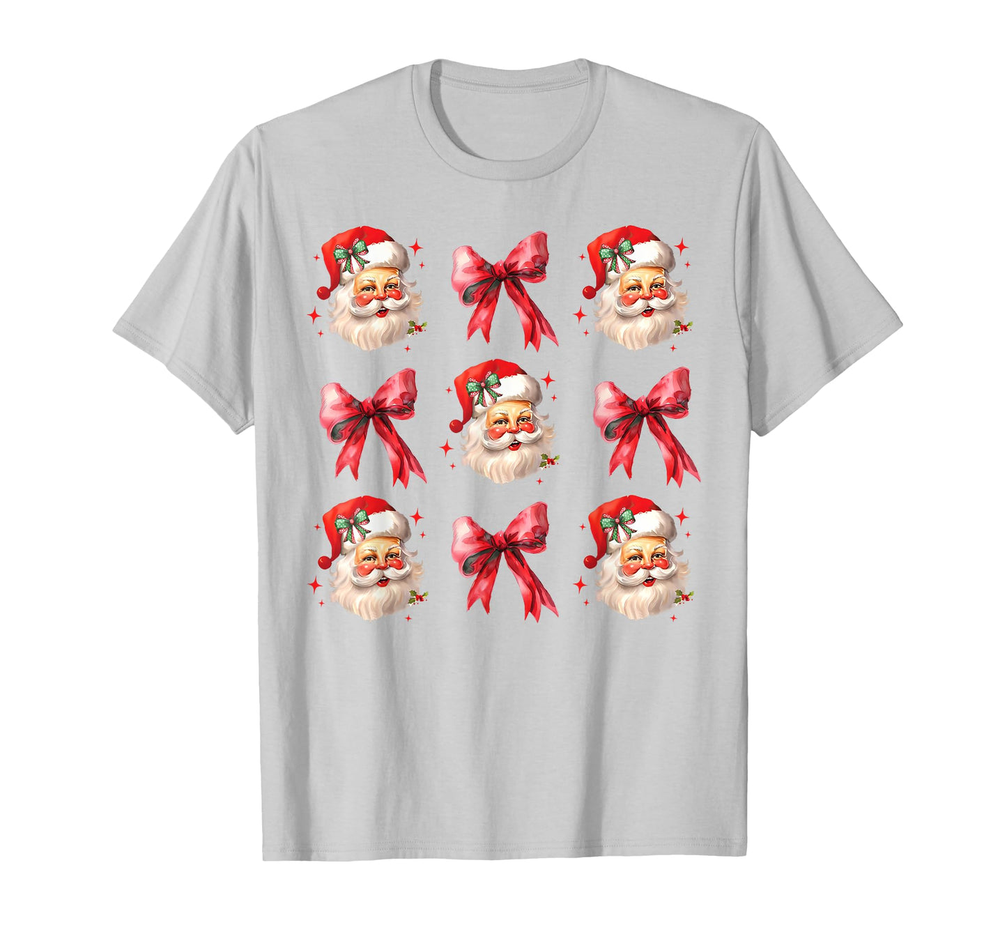 Retro Coquette Santa Red Bows Christmas For Women Girl T-Shirt