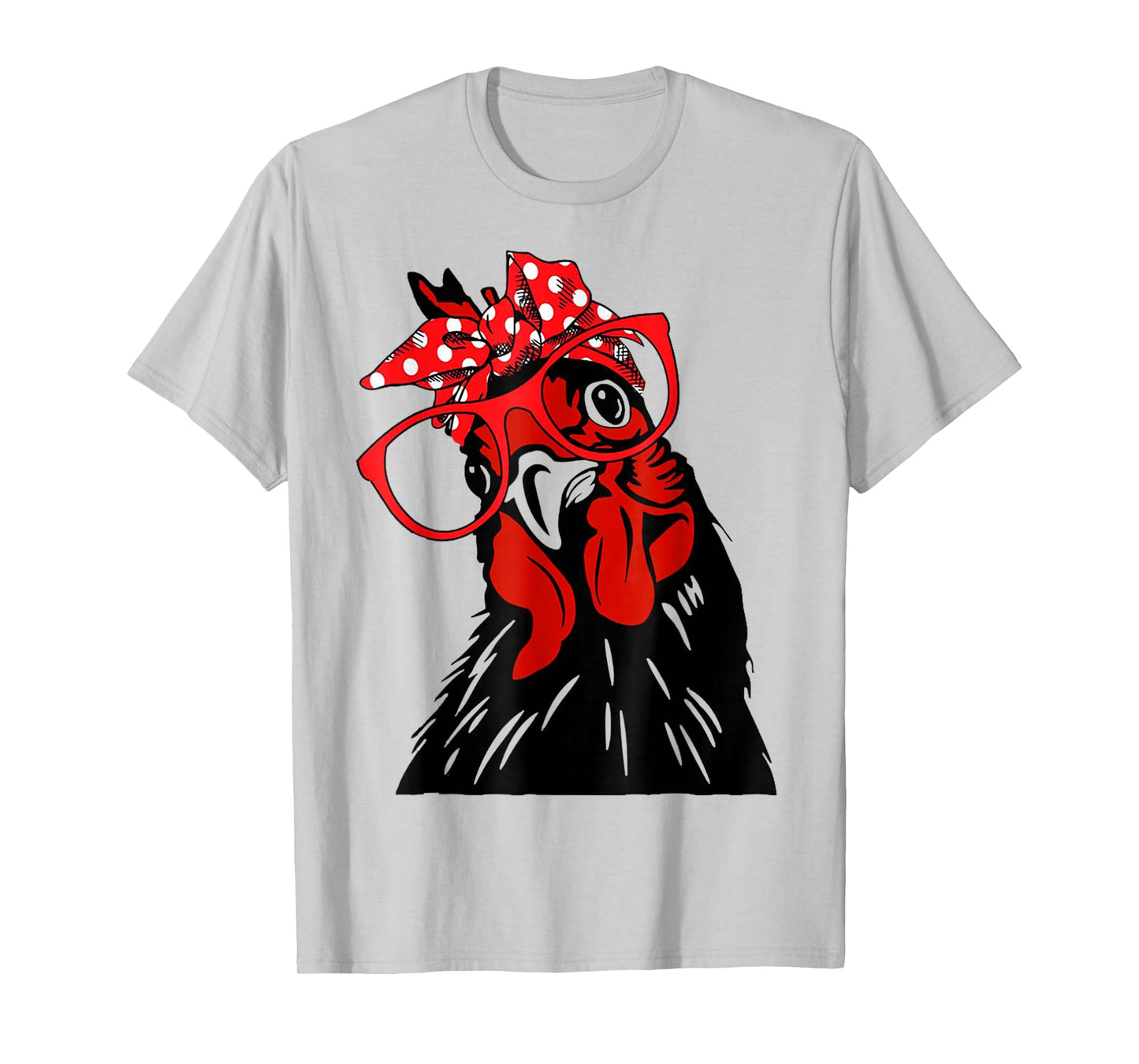 cute Women Girl Chicken With Bandana Headband and Glasses T-Shirt