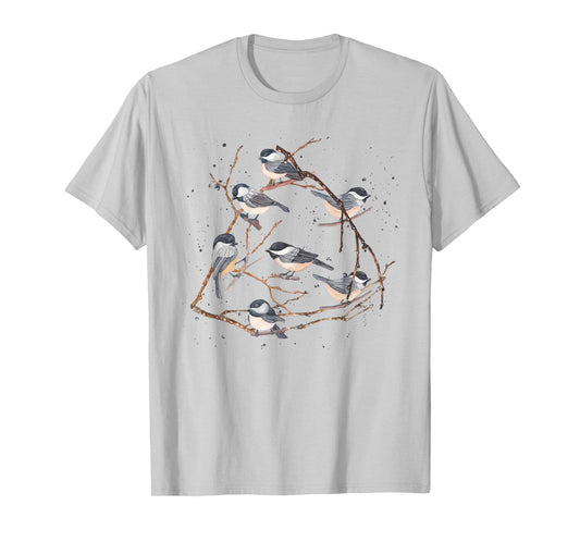 Chickadee Bird Watching Birding Nature Tree Branch Bird T-Shirt