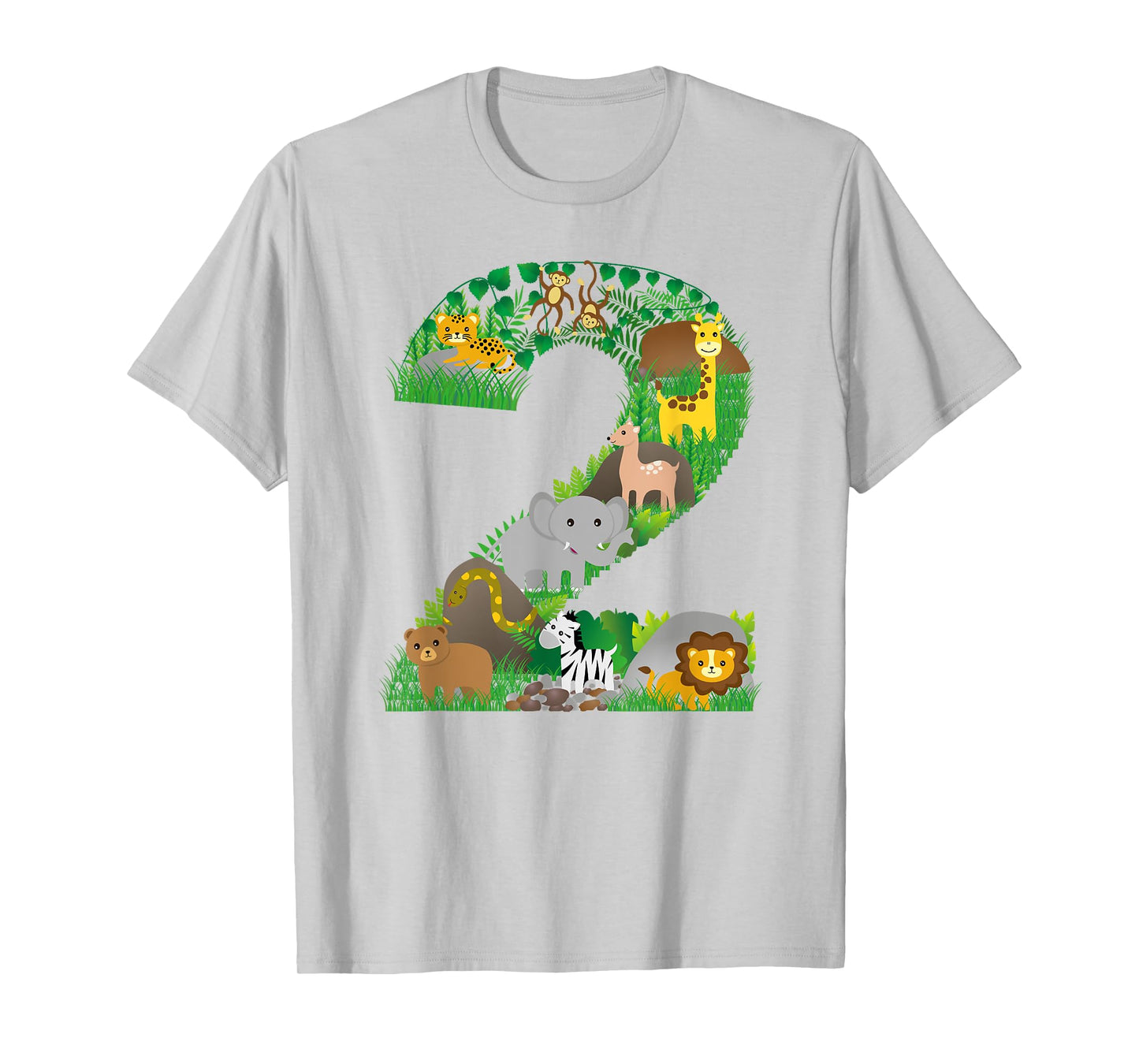 Safari Jungle Zoo animals Second Birthday number 2 T-shirt T-Shirt