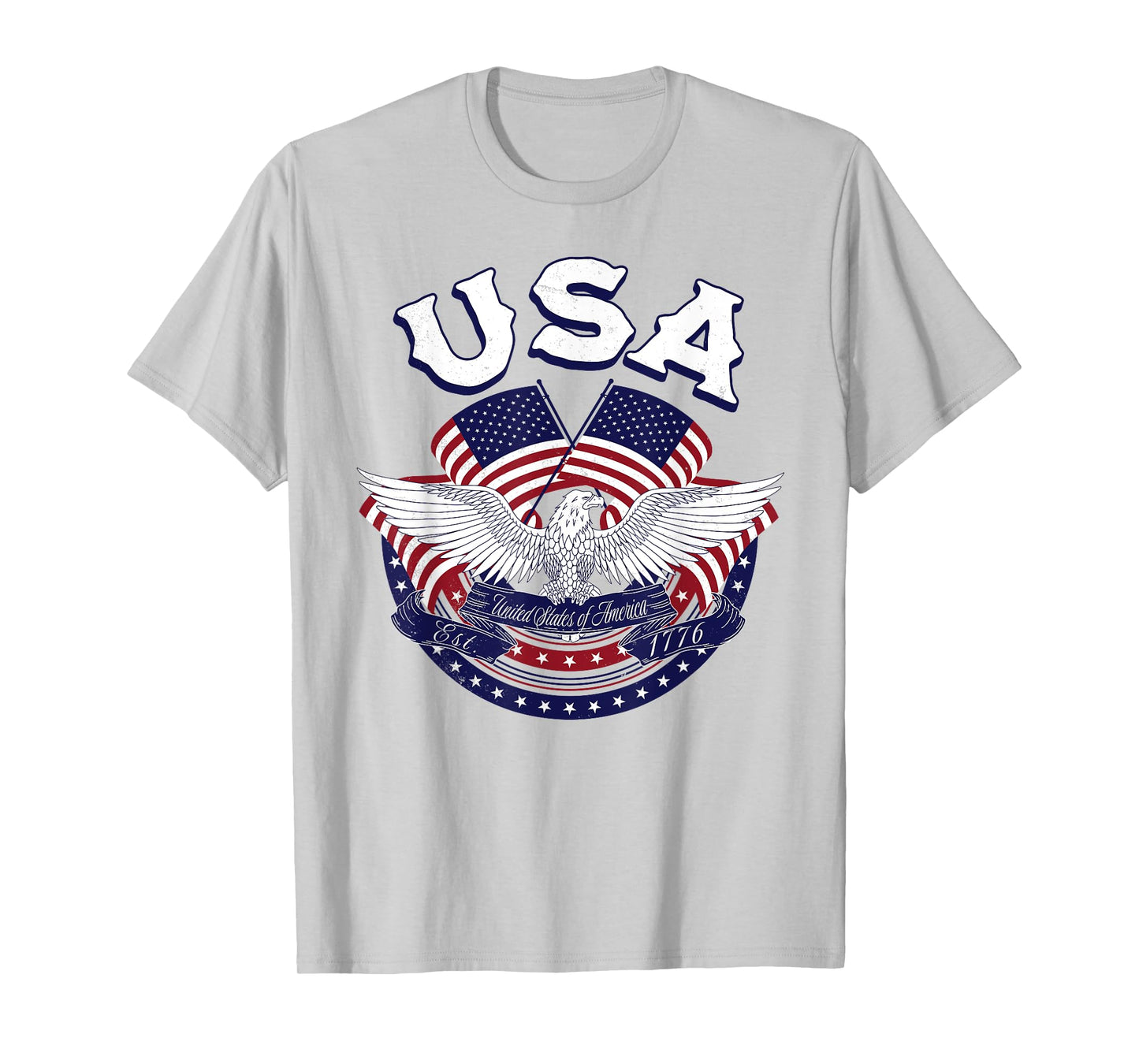 USA American Bald Eagle USA Flag July 4th red white and blue T-Shirt for Women Kids Men