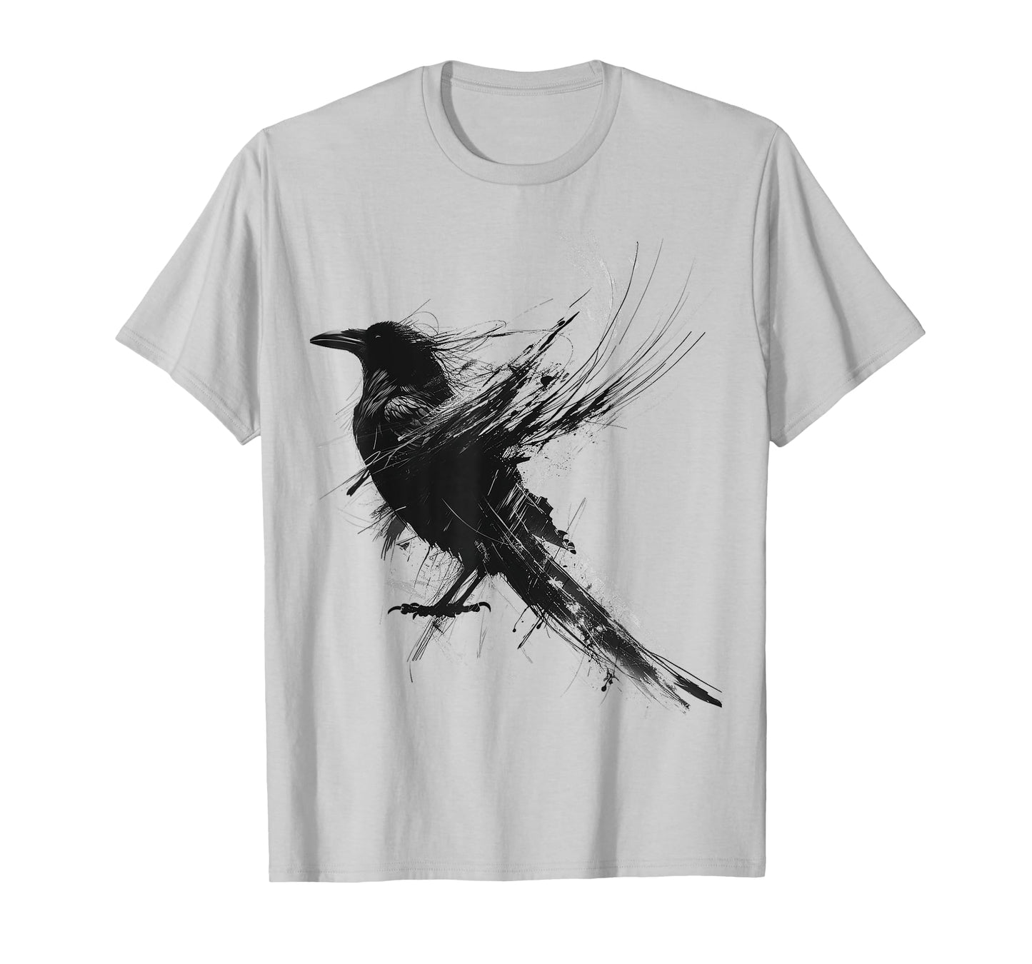 Raven Abstract Drawing Animal Art Painting Graphic Raven T-Shirt