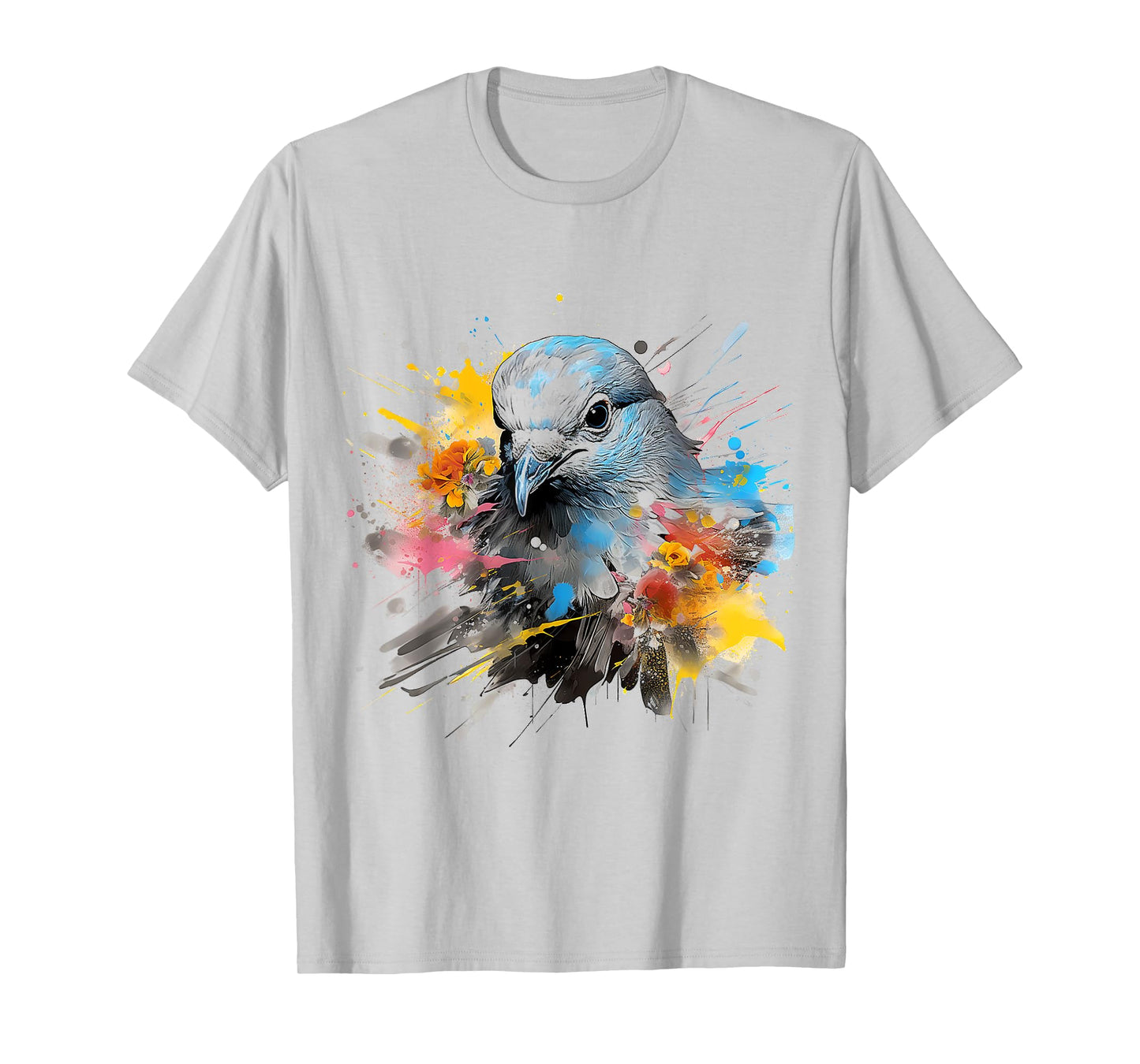 Dove Abstract Painting Art Drawing Flowers Graphic Bird T-Shirt