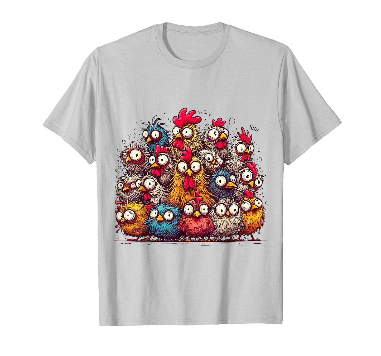 Eagerlys Colorful Funny Chicken Art, Crazy Chicken Family T-Shirt
