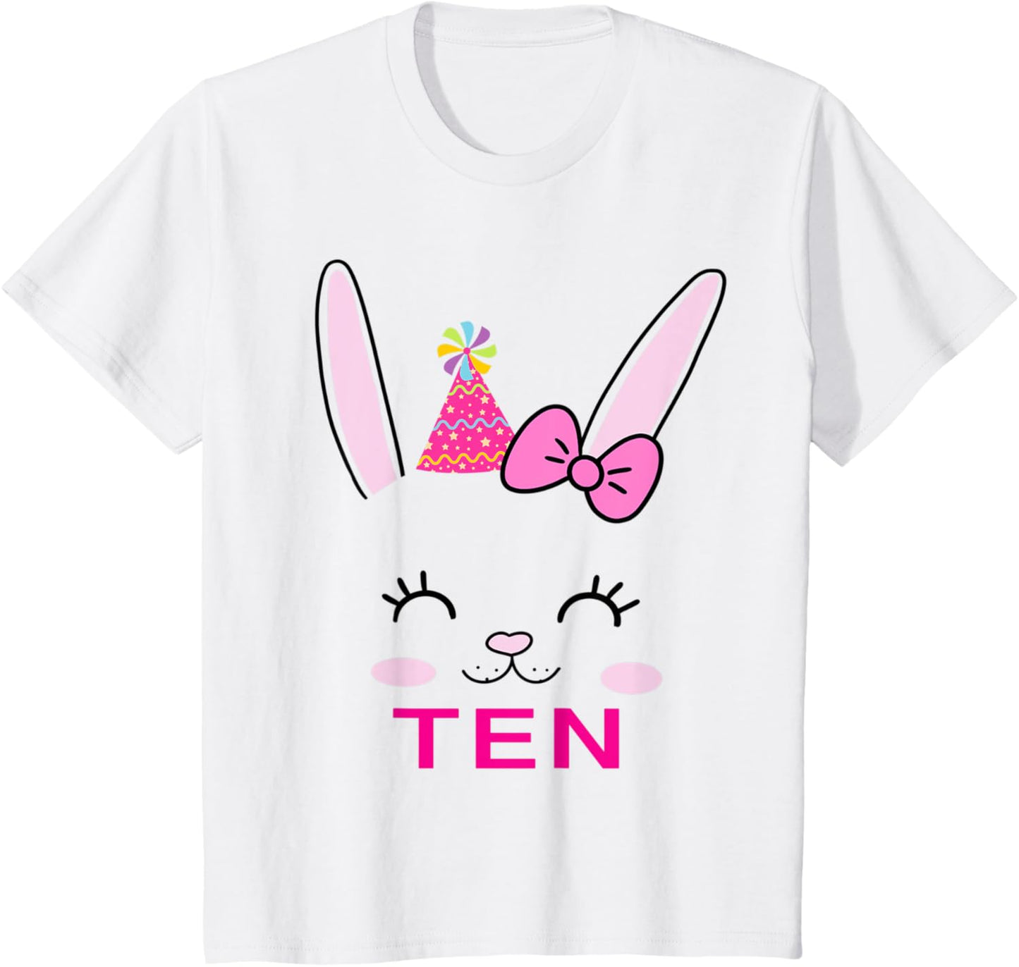 Kids Cute TEN year old Bunny Birthday Theme Party Outfit Girls T-Shirt