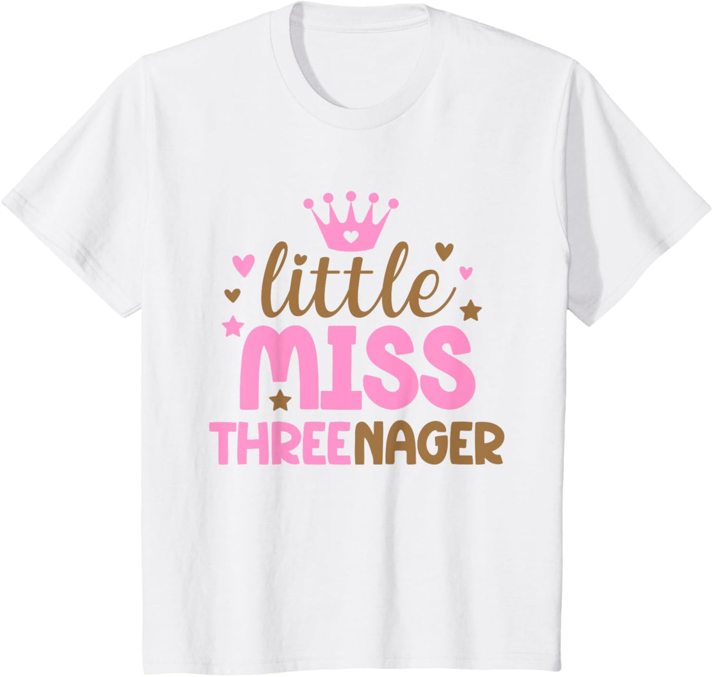 Kids Little Miss Threenager Birthday Toddler Girl 3rd Birthday T-Shirt