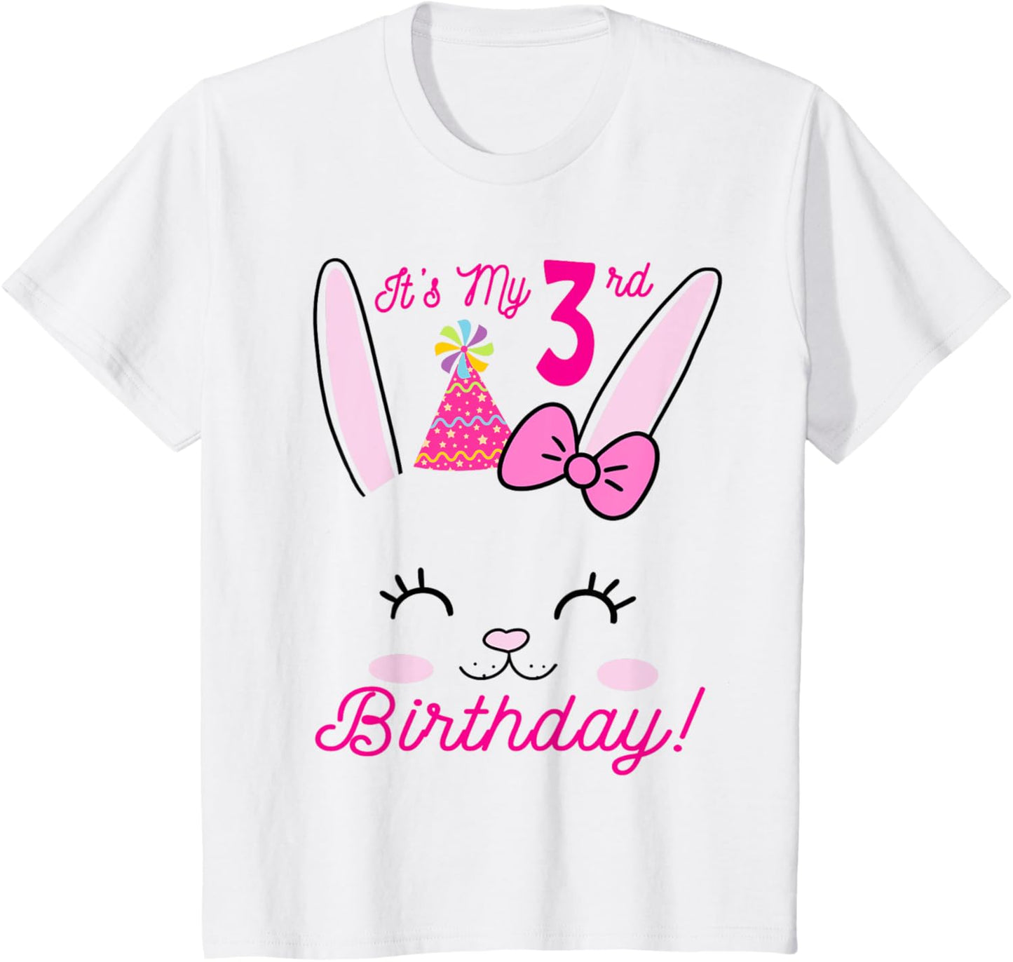 Its My 3rd Birthday Girl Bunny Rabbit theme Party (three) T-Shirt