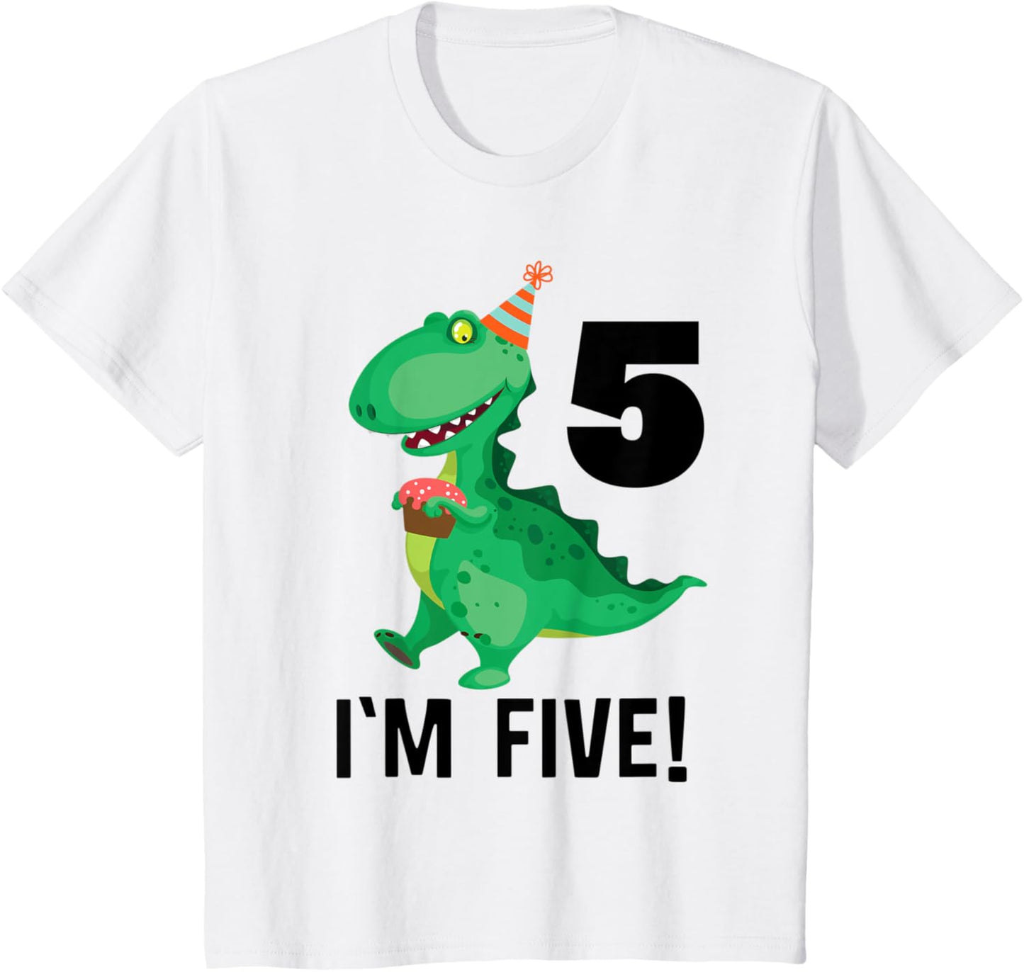 Kids 5th Birthday Dinosaur 5 Year Old Boy T-Shirt