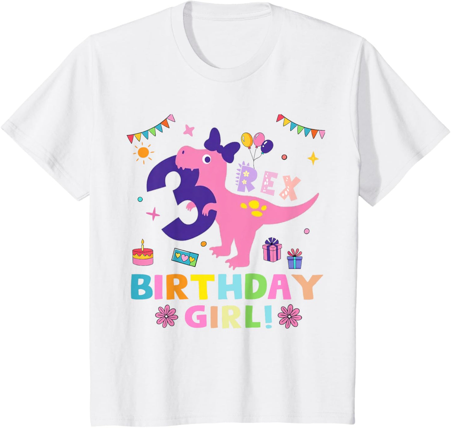 Kids Rawr Im T Rex Dinosaur Birthday 3 Year Old Girls T-Shirt