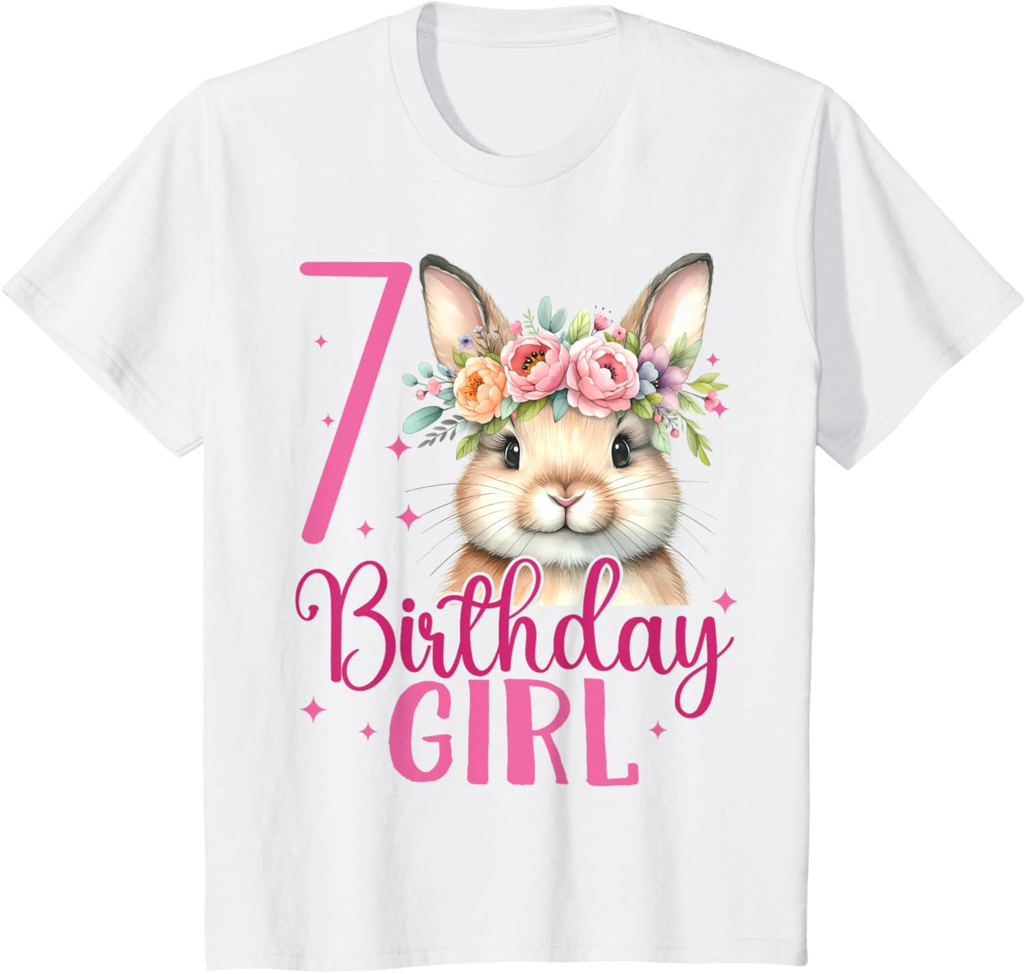 Kids 7th Birthday Rabbit Bunny Seven Finally 7 Birthday Bunny T-Shirt