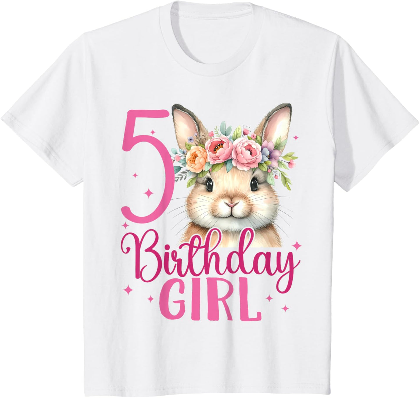 Kids 5th Birthday Rabbit Bunny 5 Years Five Finally 5 Birthday T-Shirt