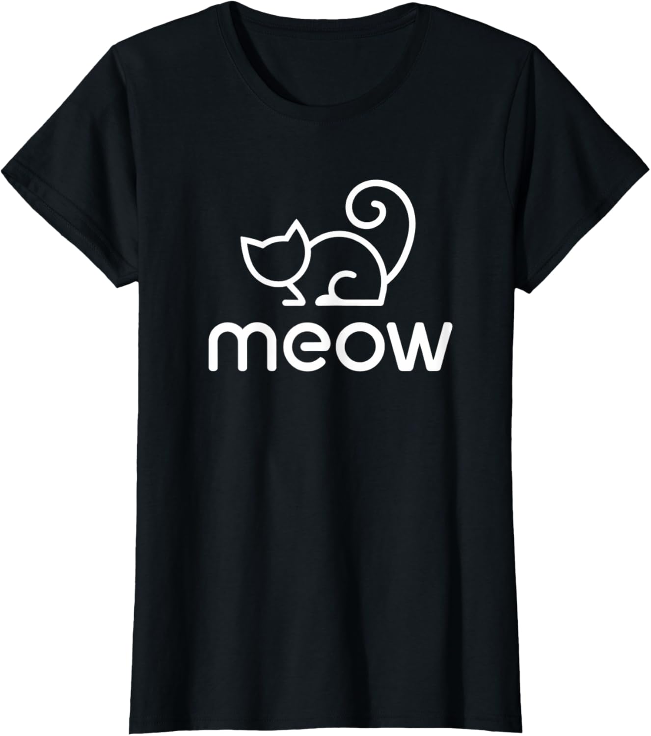 Meow Cat Silhouette Cute Design for Cat Lovers Kids Women T-Shirt