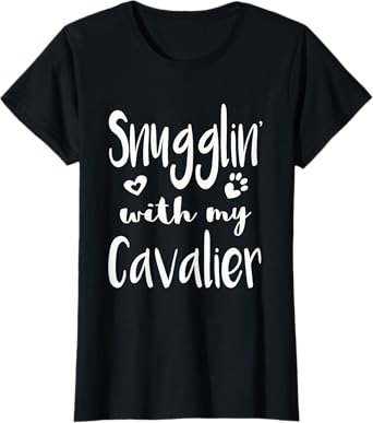 Snuggling with my Cavalier Spaniel Shirt - Dog Mom pajamas T-Shirt
