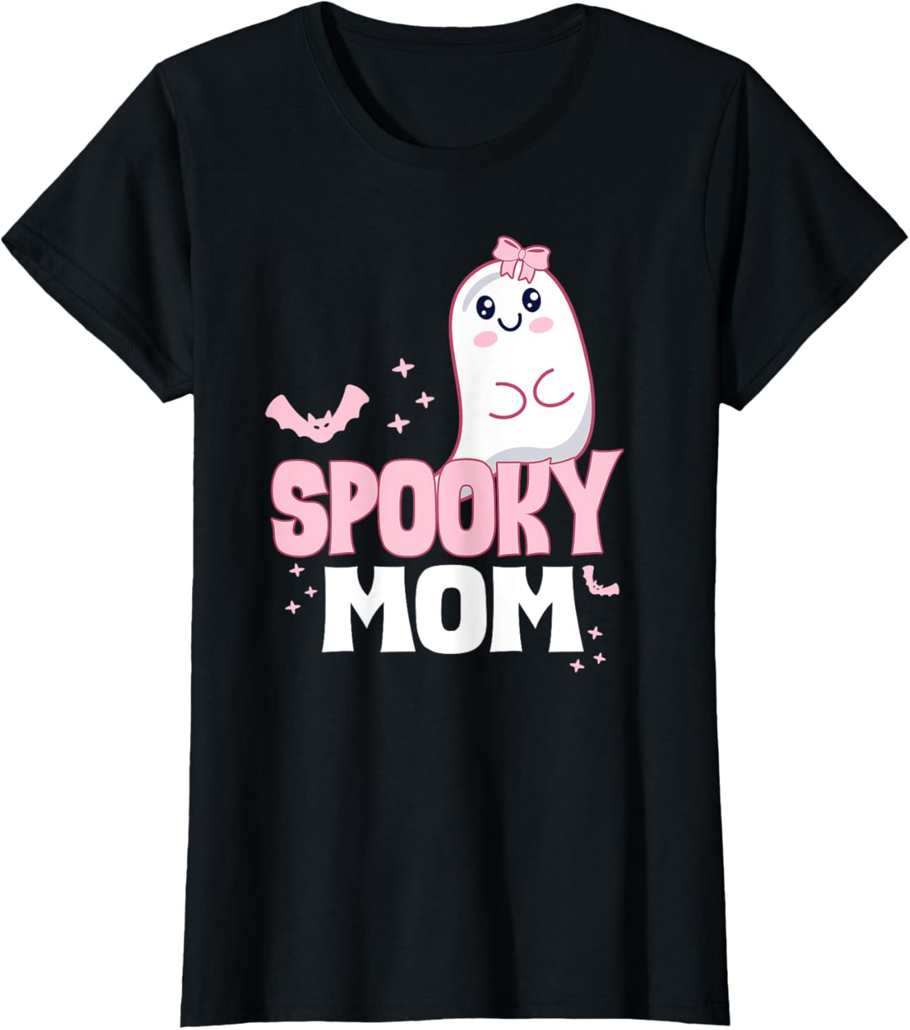 Spooky Mom Family Cute Pink White Ghost Boo Halloween T-Shirt