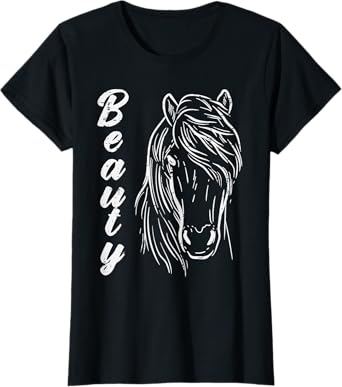 Beauty Horse Head Animal Art Equestrian Rider Girls Women T-Shirt