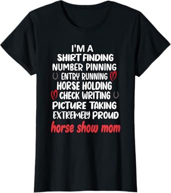 Proud Horse Show Mama Horse Show Mom Definition T-Shirt - Women's Black X-Small Classic Fit Short Sleeve Cotton Polyester Modern Lace Embellishment Mother's Day