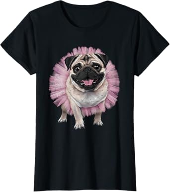Pug Tutu Ballerina Ballet Pug Lover Distressed T-Shirt