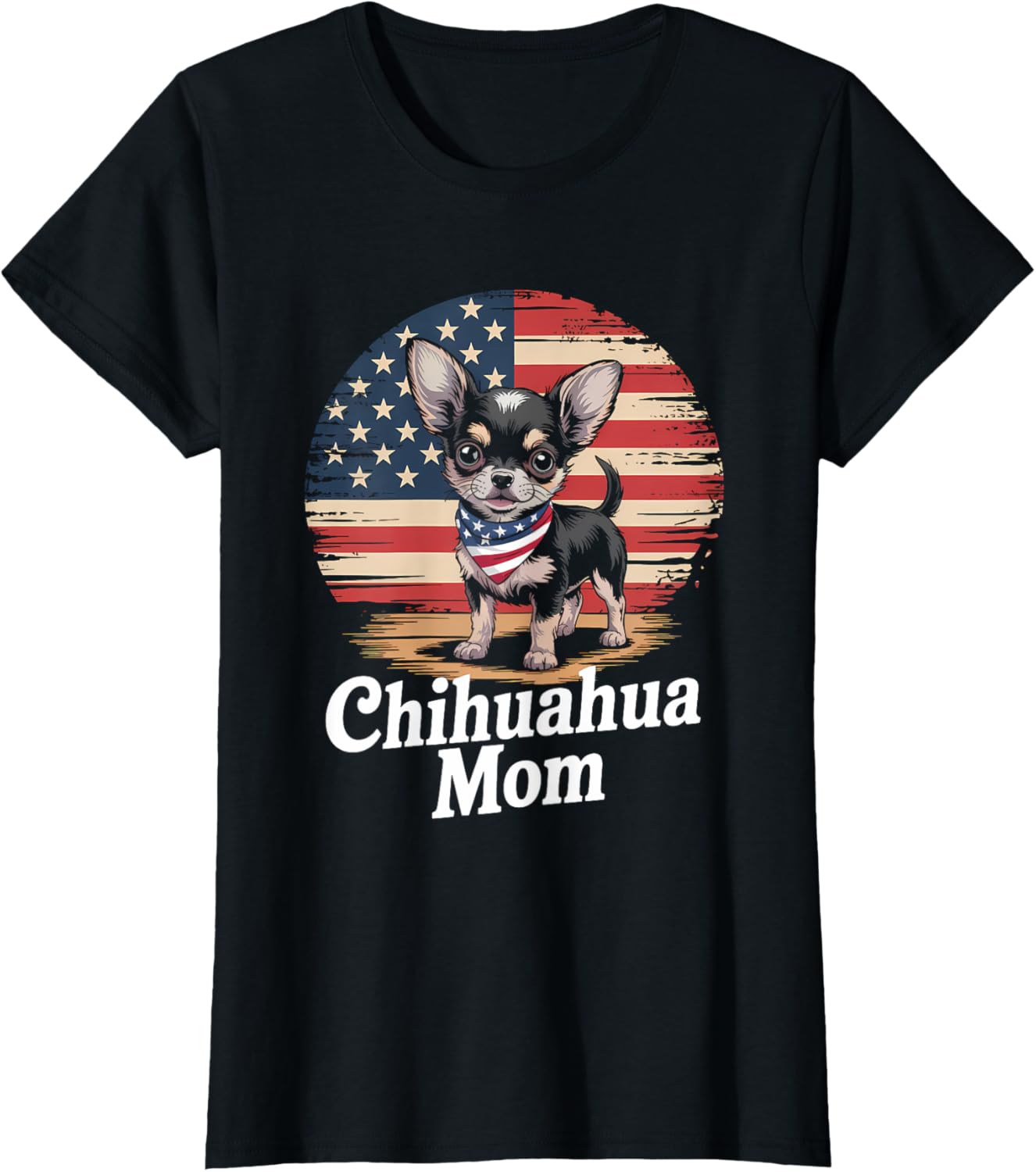 American Flag Chihuahua Dog Mom T-Shirt