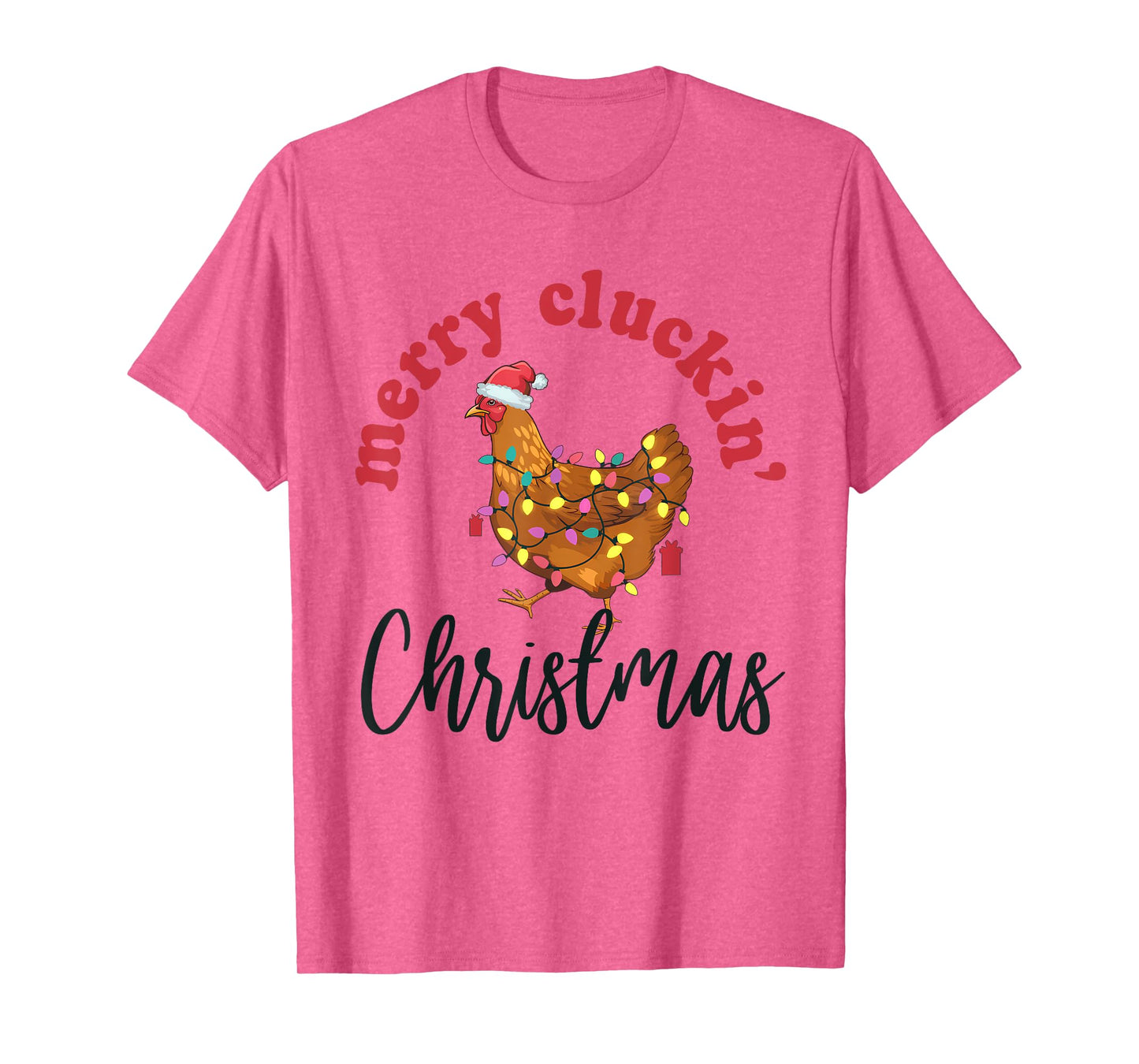 Merry Cluckin' Christmas Funny Chicken Santa Xmas Lights T-Shirt
