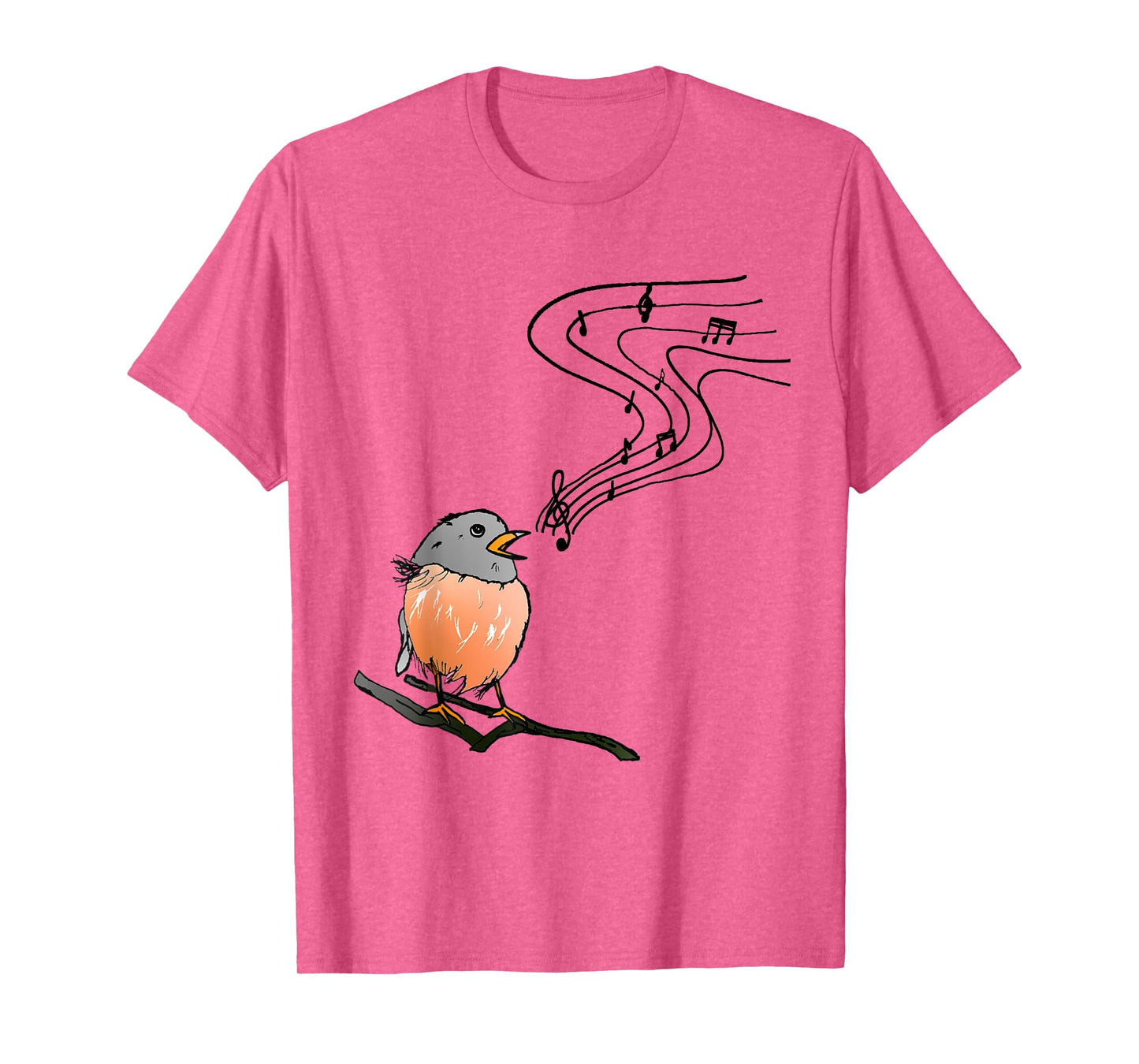 Singing bird music notes European robin bird watching T-Shirt