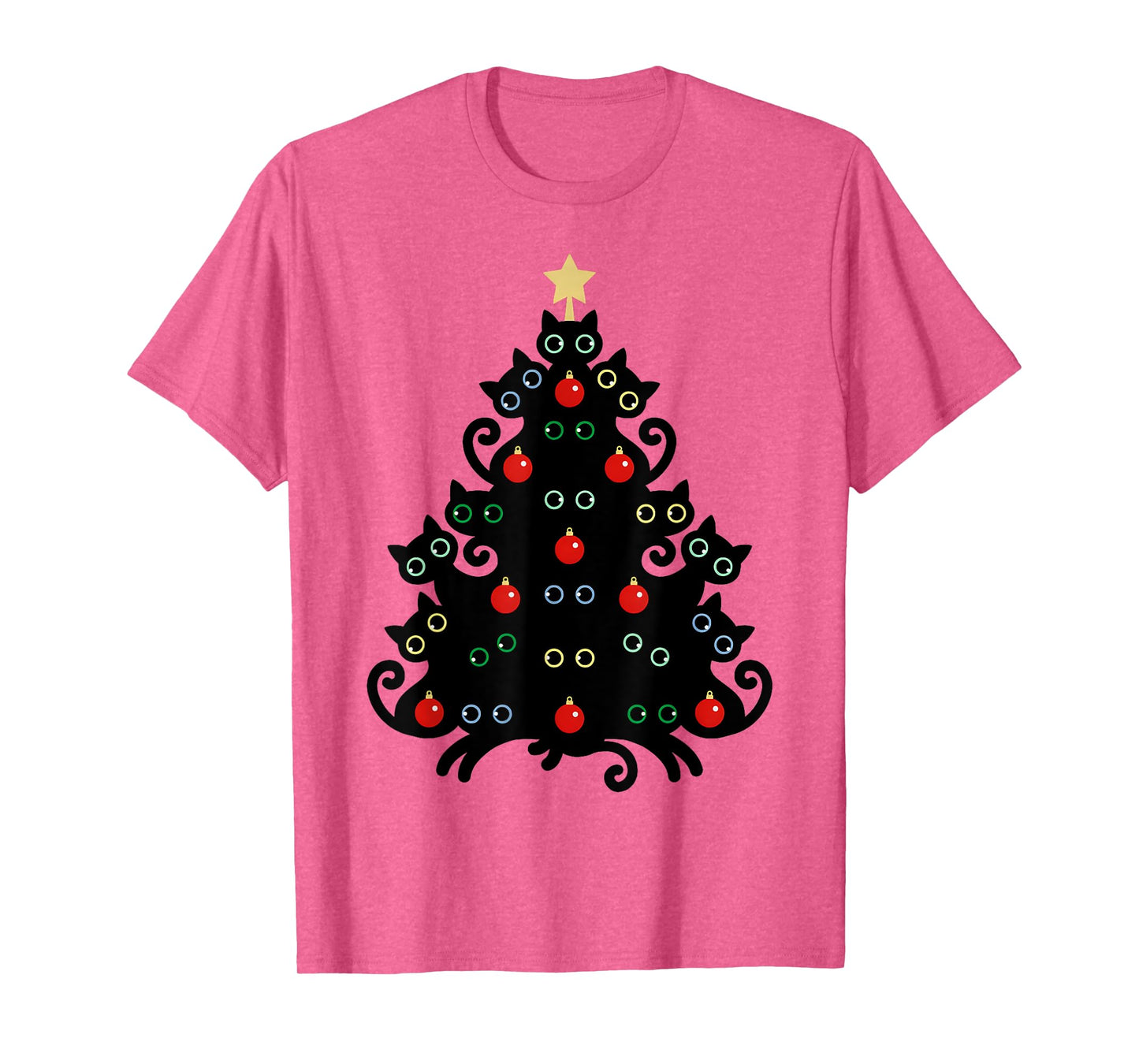Cat Christmas Tree X-Mas Holiday Kitten Funny Black Cats Men Women Kids T-Shirt