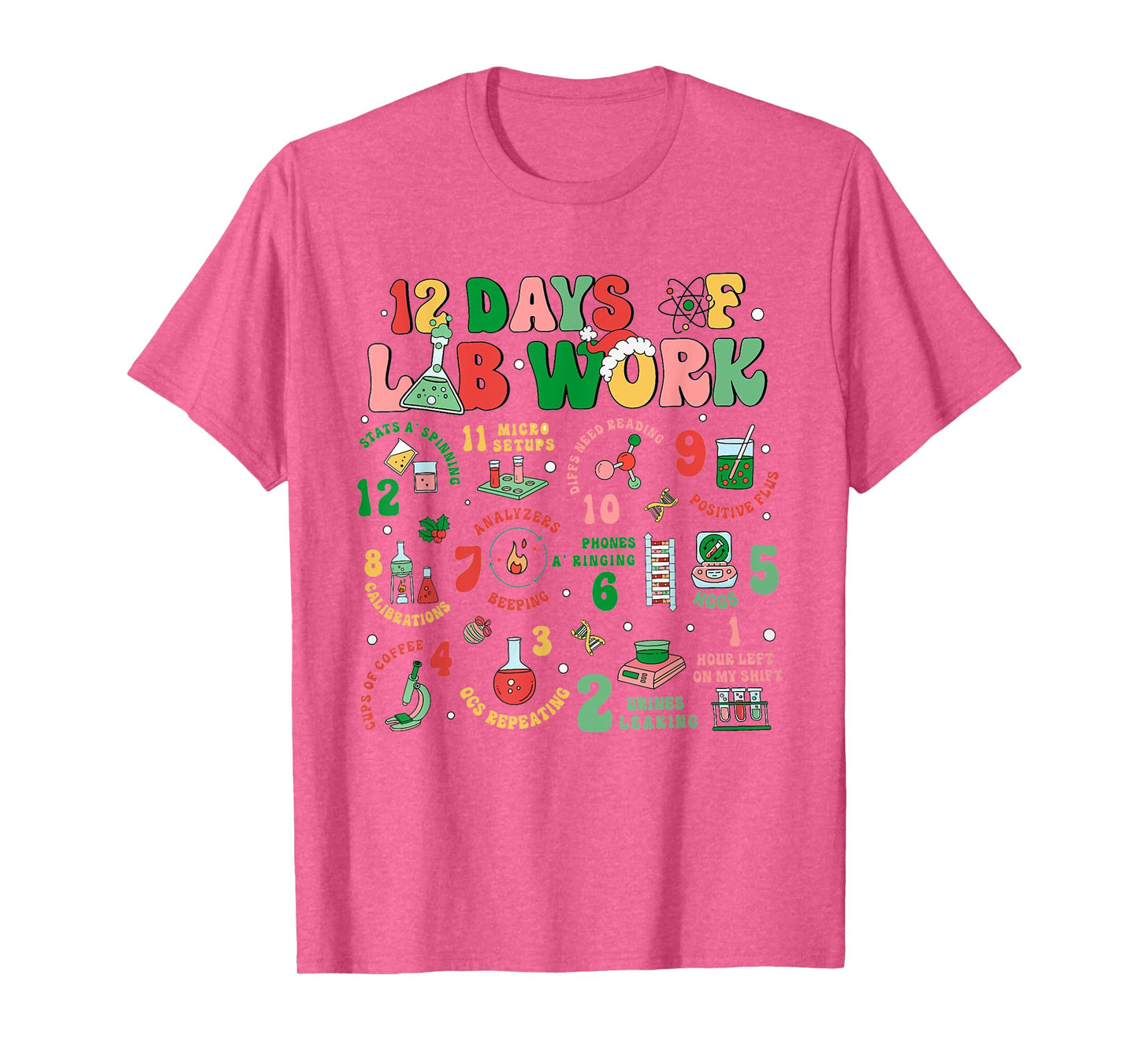 Lab Technician Christmas Gifts Unisex-Adults T-Shirt, Lab Tech Christmas, Medical Lab Science, White, Small, Short Sleeve