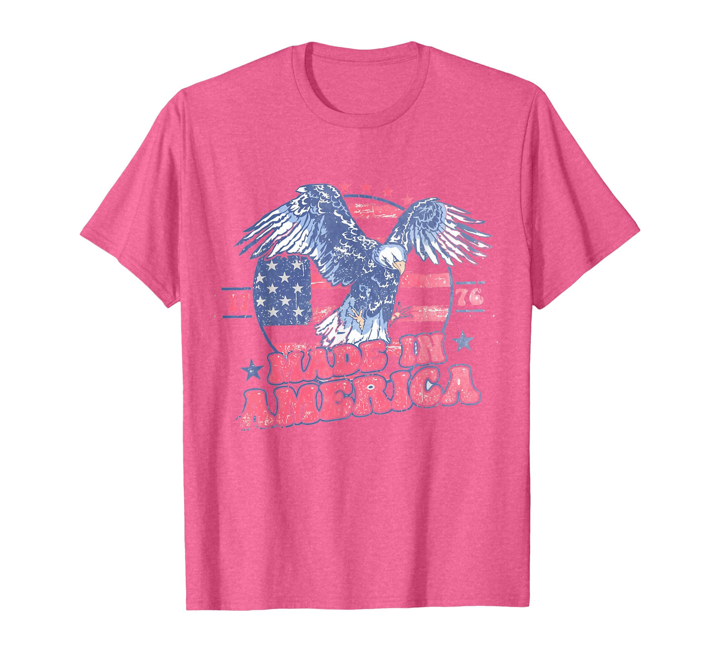 Women Retro Made In America 4th Of July Eagle Patriotic T-Shirt