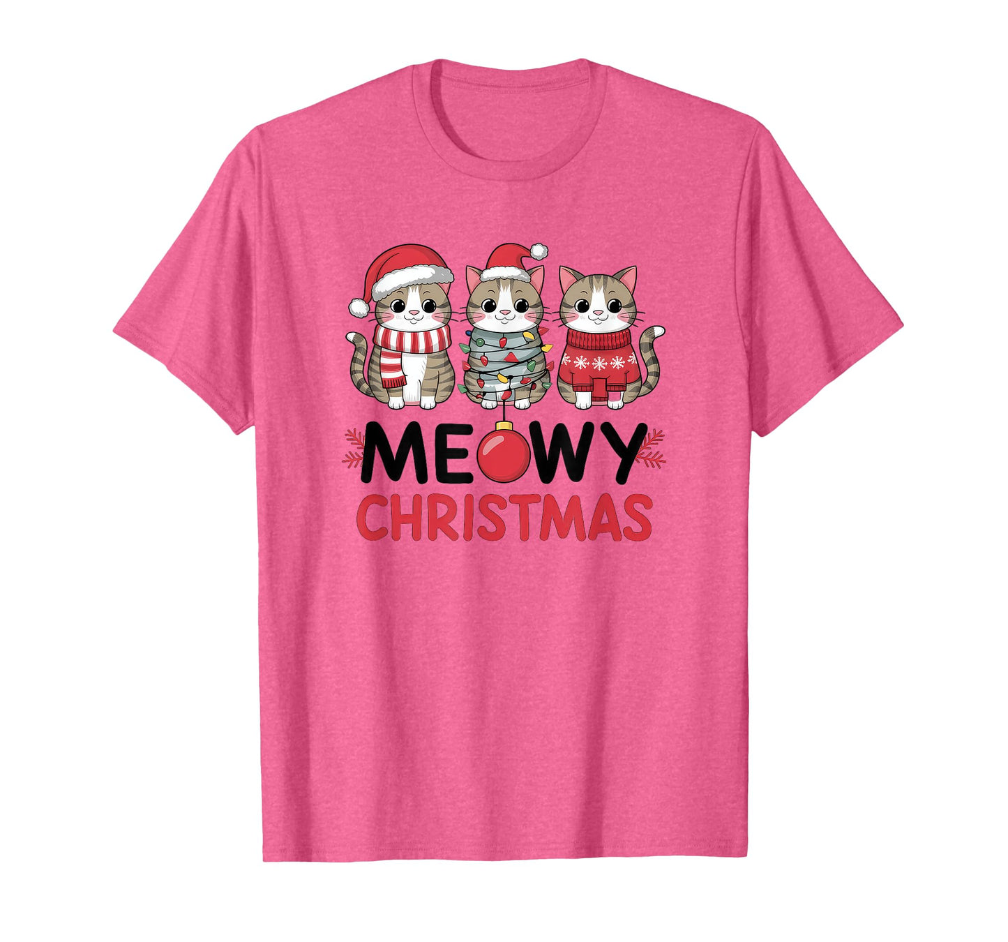 Meowy Christmas Cute Cat Merry Xmas Holiday Graphic Men Women Kids T-Shirt