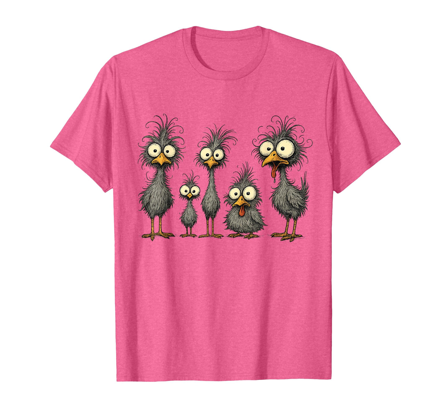 Funny Crazy Chicken Family Cartoon Cute Colorful Chicken Art T-Shirt