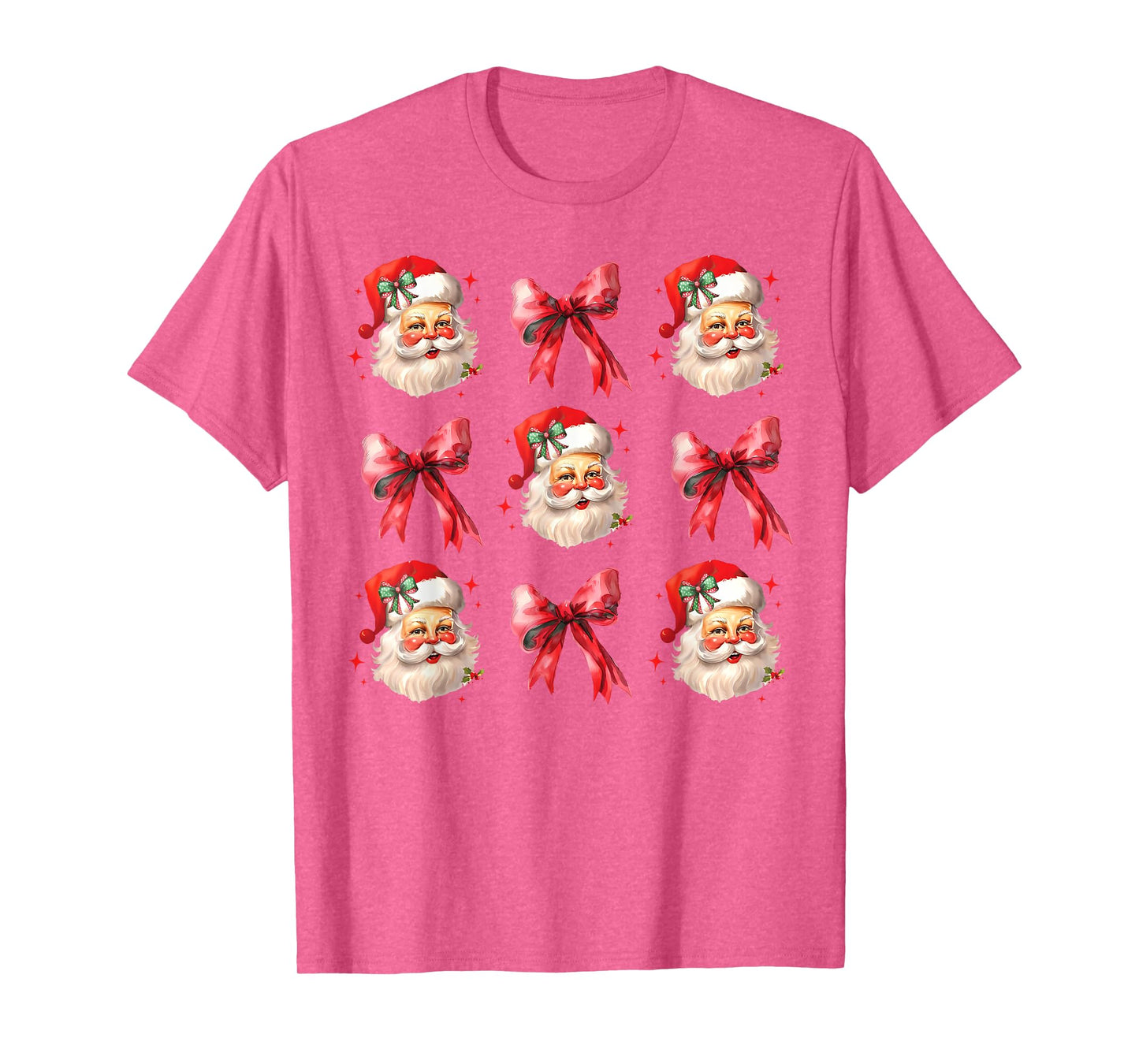 Retro Coquette Santa Red Bows Christmas For Women Girl T-Shirt
