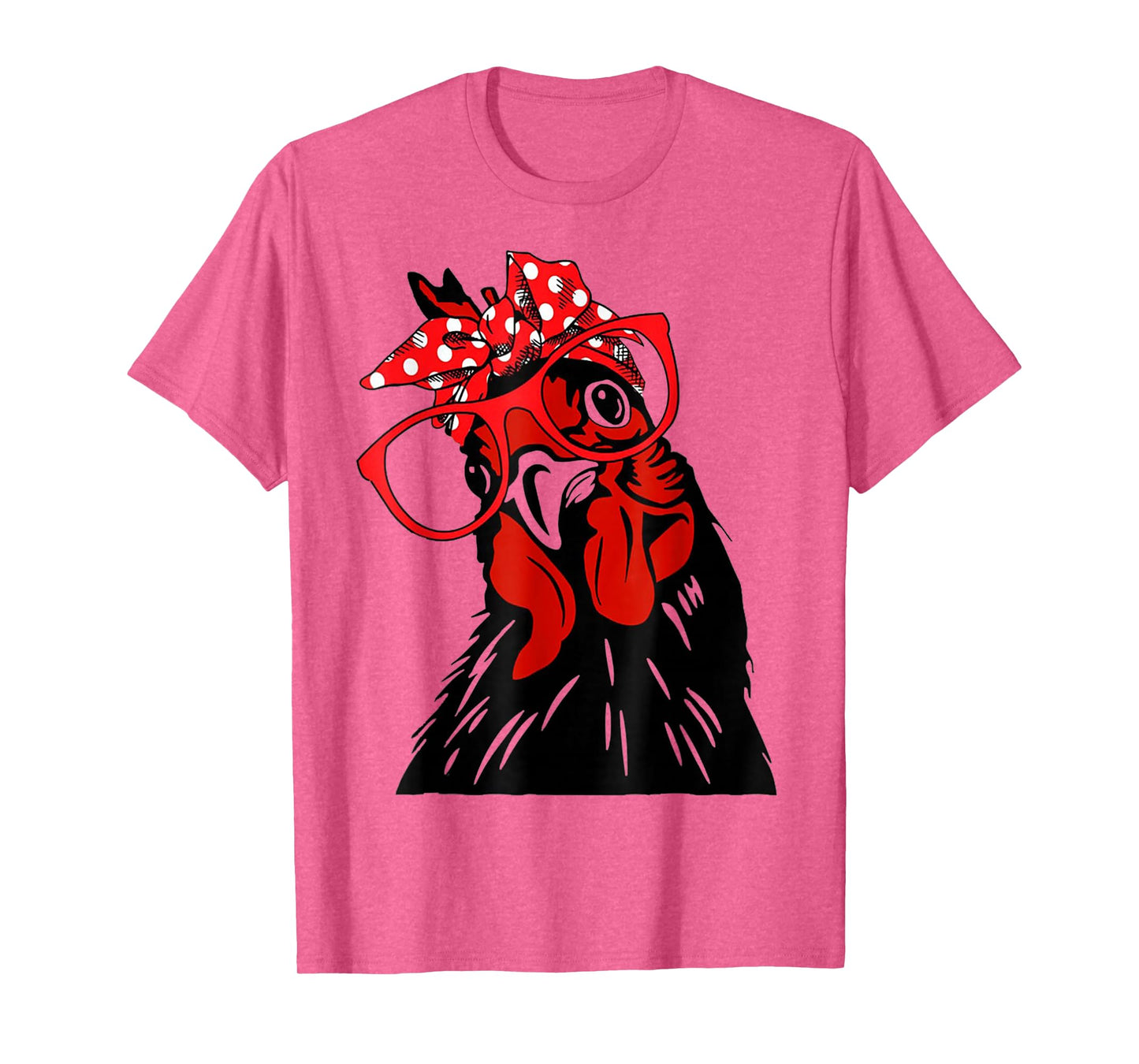 cute Women Girl Chicken With Bandana Headband and Glasses T-Shirt