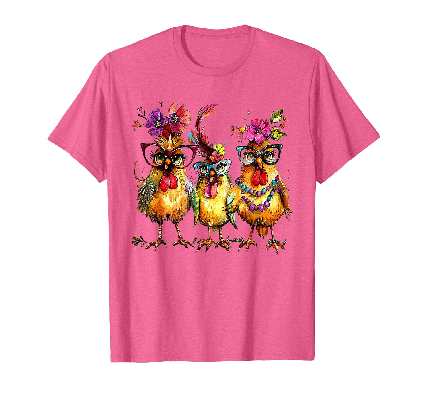 PeachBruh Funny Trio Of Chickens Whimsical Hawaii Beach Art T-Shirt