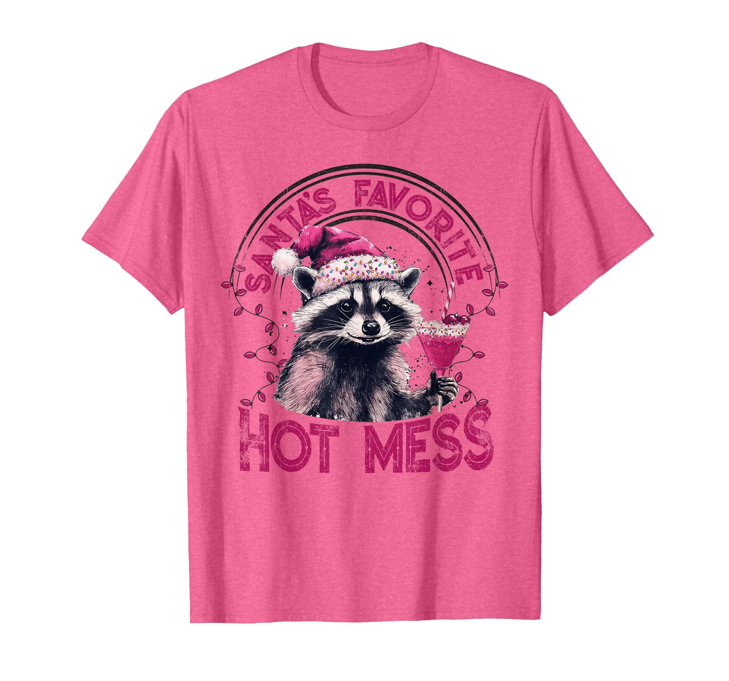 Santa's Favorite Hot Mess Christmas Funny Raccoon Lover Xmas T-Shirt