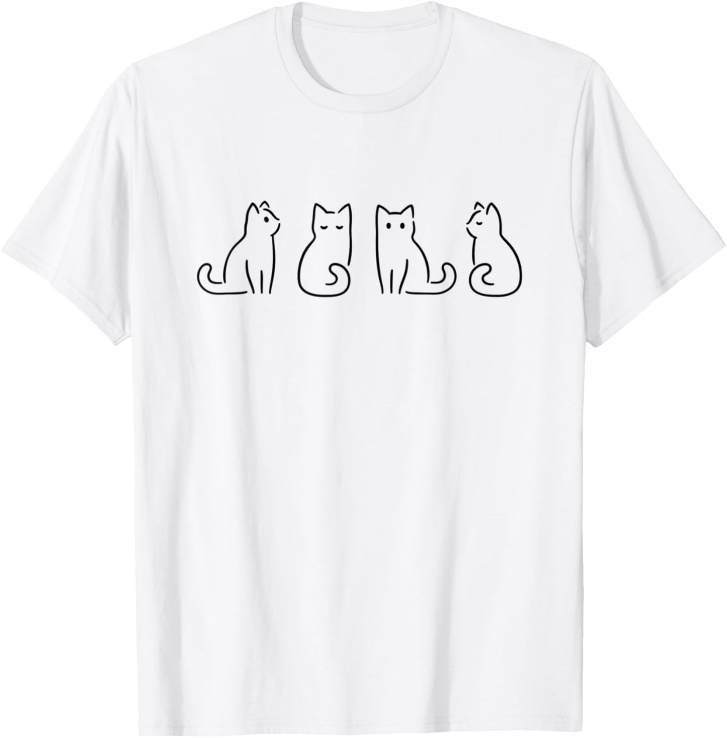 Cat Poses Cat Lover Minimalist Art T-Shirt