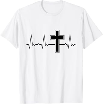 Heartbeat Graphic Gifts Women Men Kids Heartbeat Cross T-Shirt Grey Unisex-Adults, Kids Graphic Modern Graphic T-Shirt Small Classic Fit Short Sleeve Cotton, Polyester Blend
