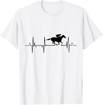 I Love Horse Racing Jockey Heartbeat T-Shirt