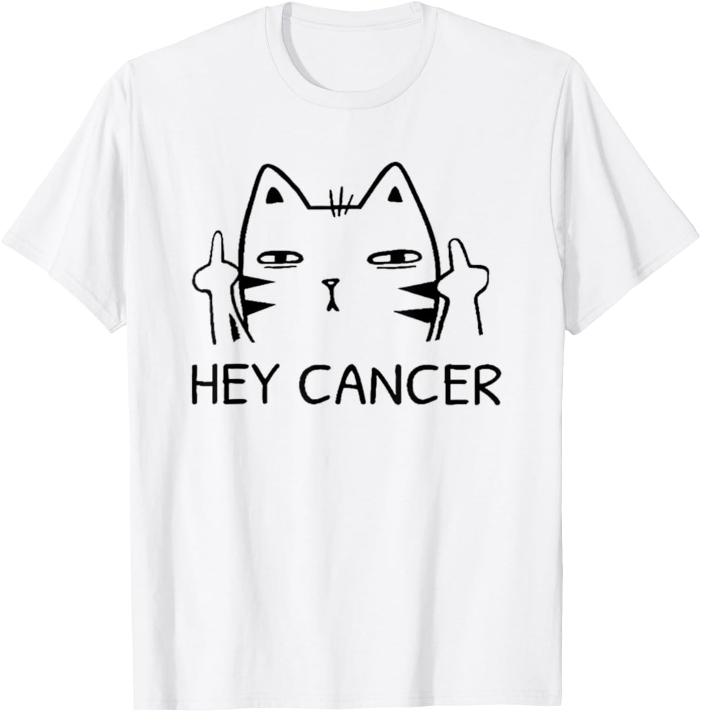 Hey Cancer F Funny Cat Middle Finger T-Shirt