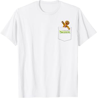 Shrek Iconic Gingerbread Man Small Left Faux Pocket Logo T-Shirt